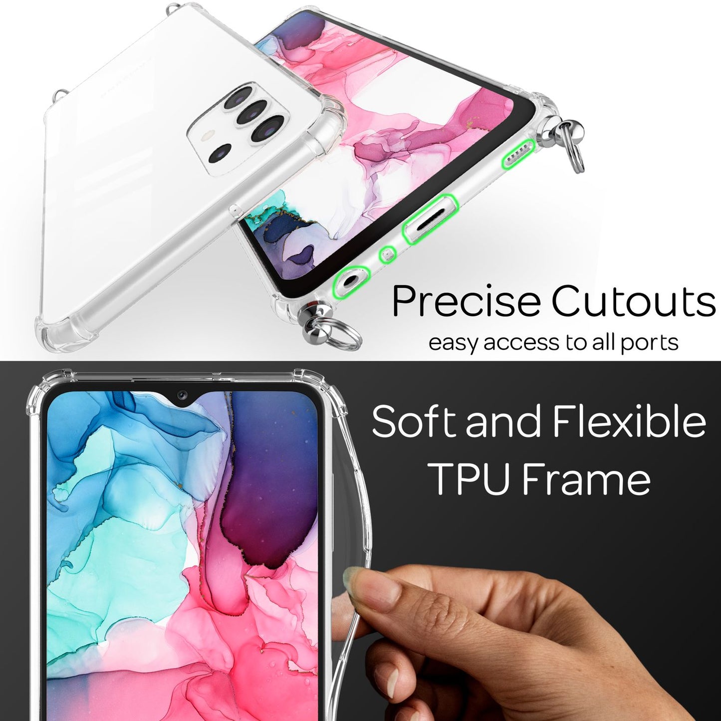 Husă transparentă Hangit pentru Galaxy A13 cu lanț - Dimensiune 6,6 inci, ușoară, practică