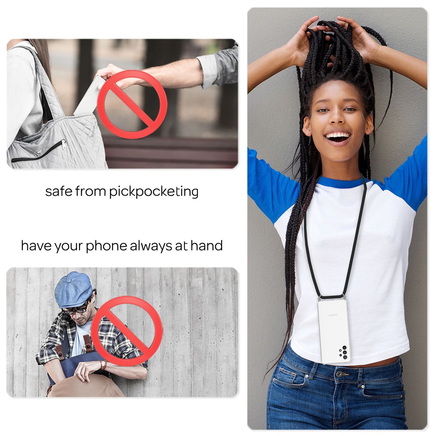 Husă transparentă Hangit pentru Galaxy A13 cu lanț - Dimensiune 6,6 inci, ușoară, practică