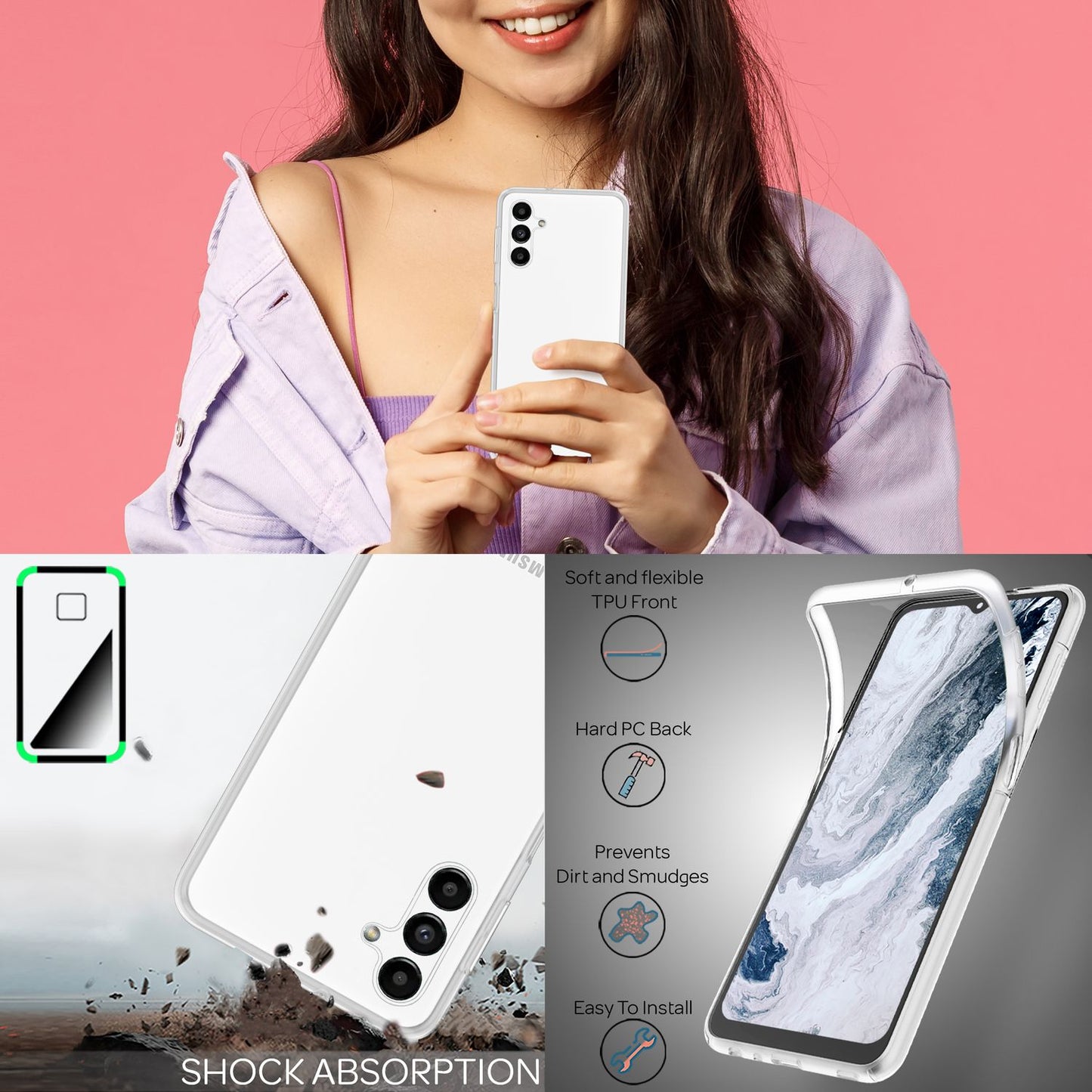 Hülle für Samsung Galaxy A13 5G 360° Schutzhülle Klar Full Cover Display Schutz