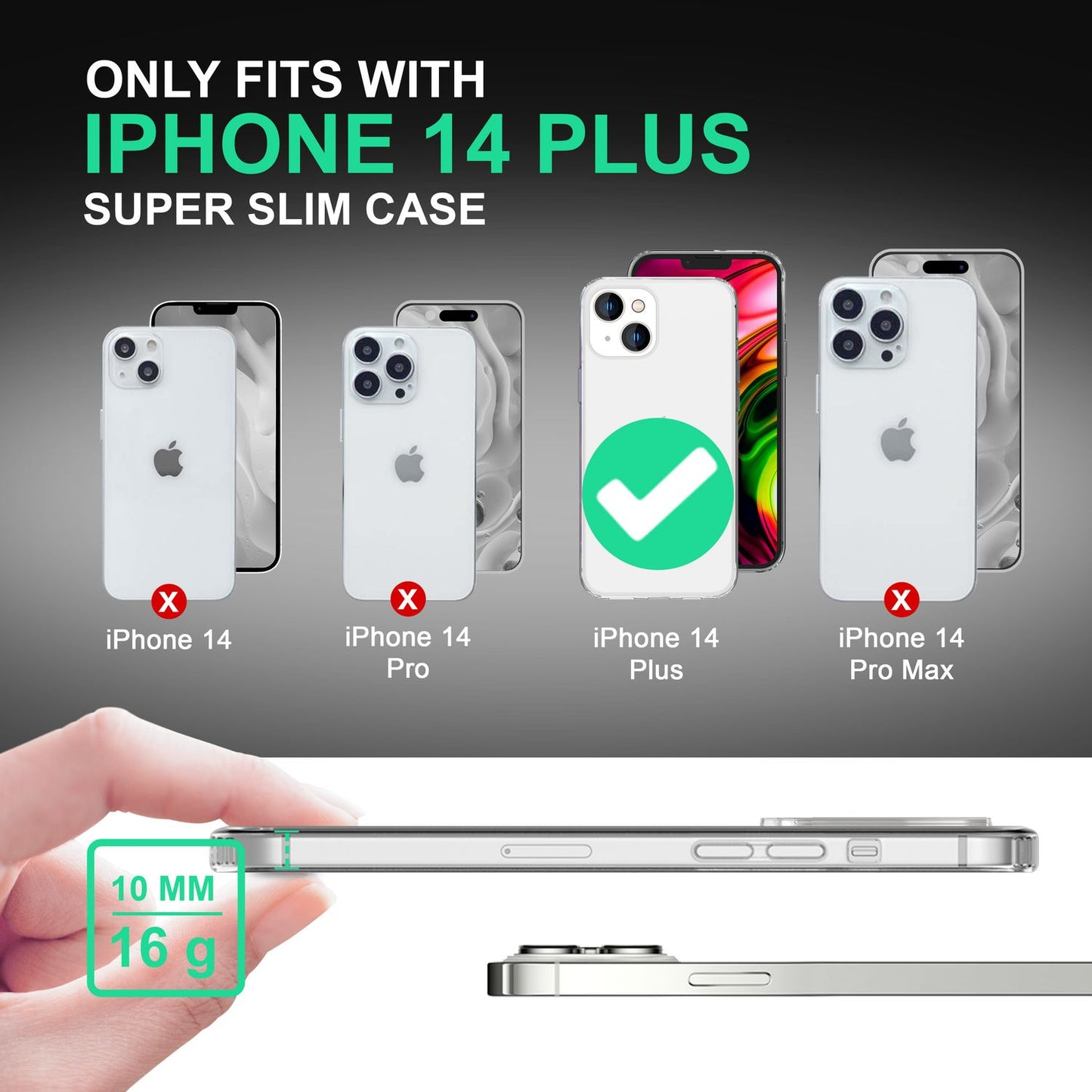 Hülle für iPhone 14 Plus - Klar Kratzfest Transparent Hard Case & Silikon Bumper