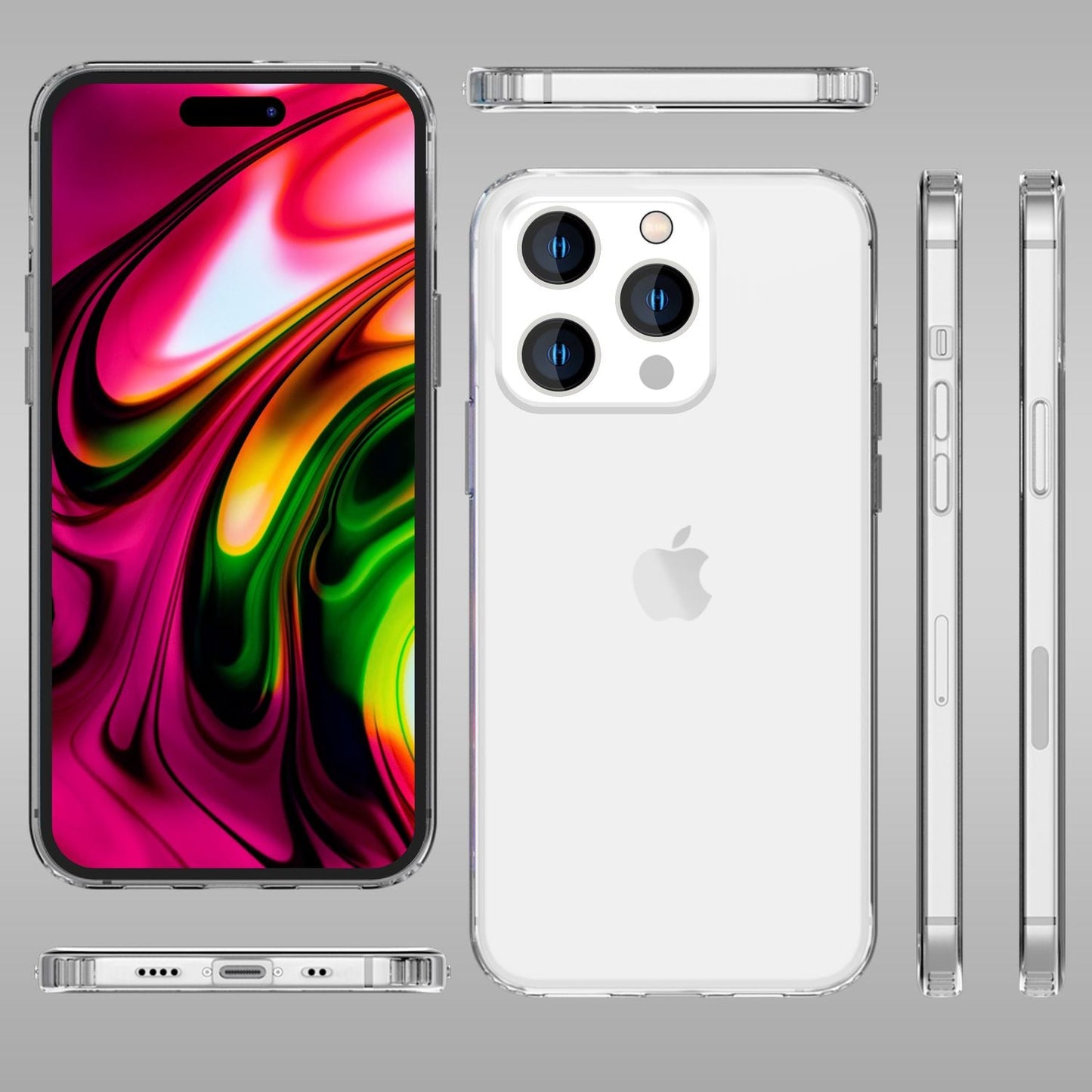 Carcasă pentru iPhone 14 Pro - Carcasă transparentă rezistentă la zgârieturi și bară de protecție din silicon