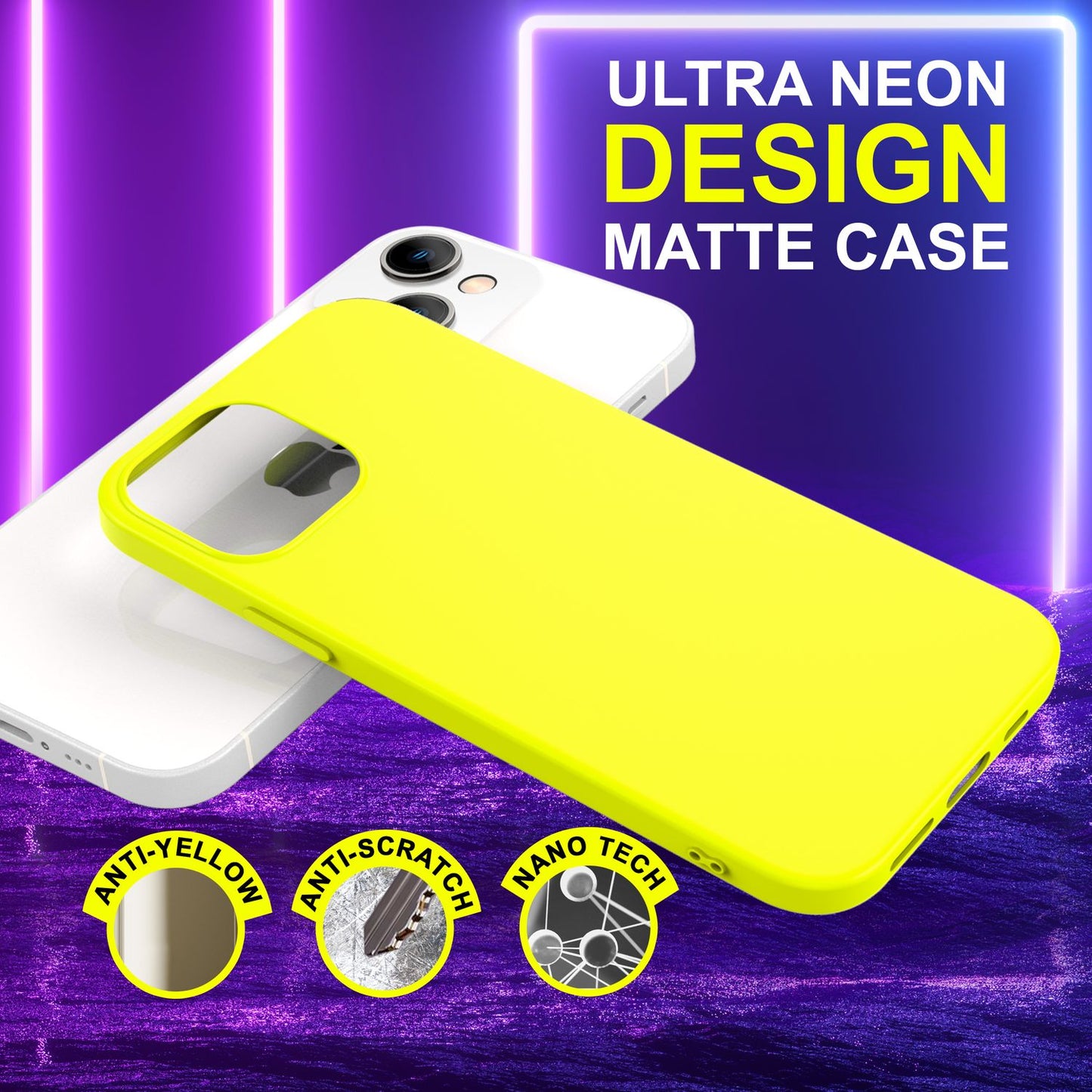 NALIA NeonShock Culori Neon Radiant - Material TPU, Potrivire perfectă pentru iPhone 14, Antiderapantă