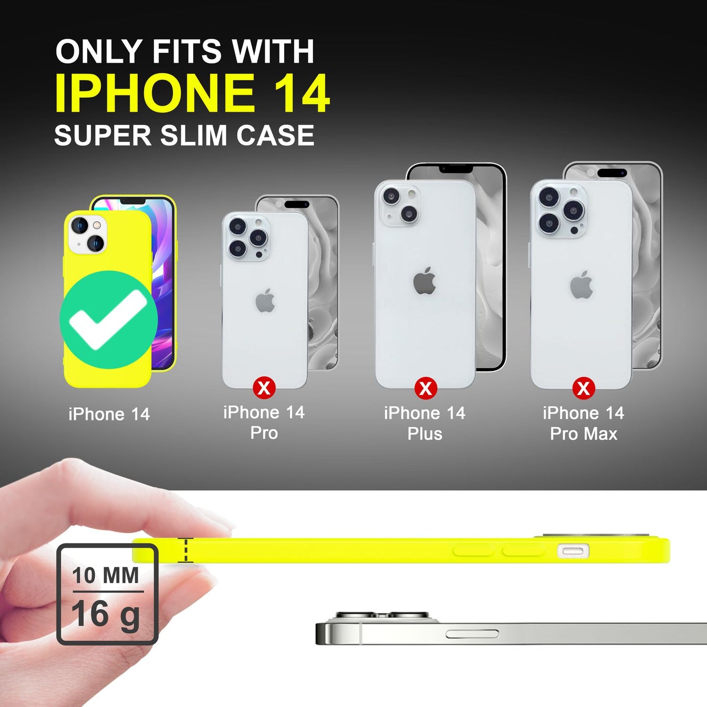 NALIA NeonShock Culori Neon Radiant - Material TPU, Potrivire perfectă pentru iPhone 14, Antiderapantă