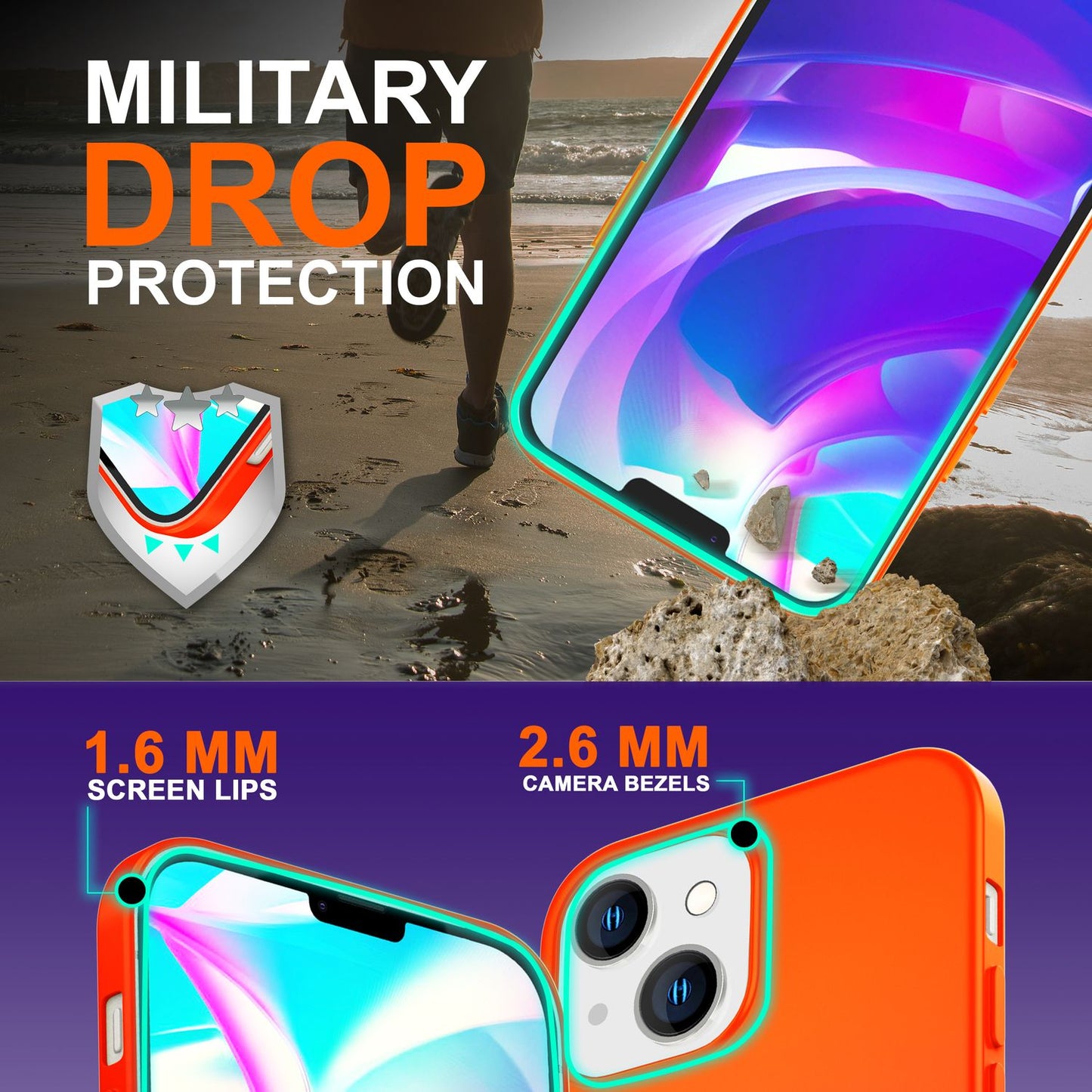 NALIA NeonShock Culori Neon Radiant - Material TPU, Potrivire perfectă pentru iPhone 14, Antiderapantă