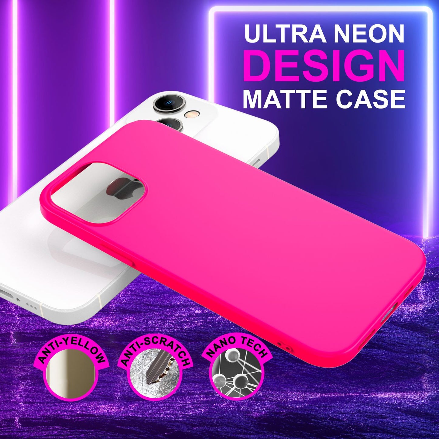 NALIA NeonShock Culori Neon Radiant - Material TPU, Potrivire perfectă pentru iPhone 14, Antiderapantă