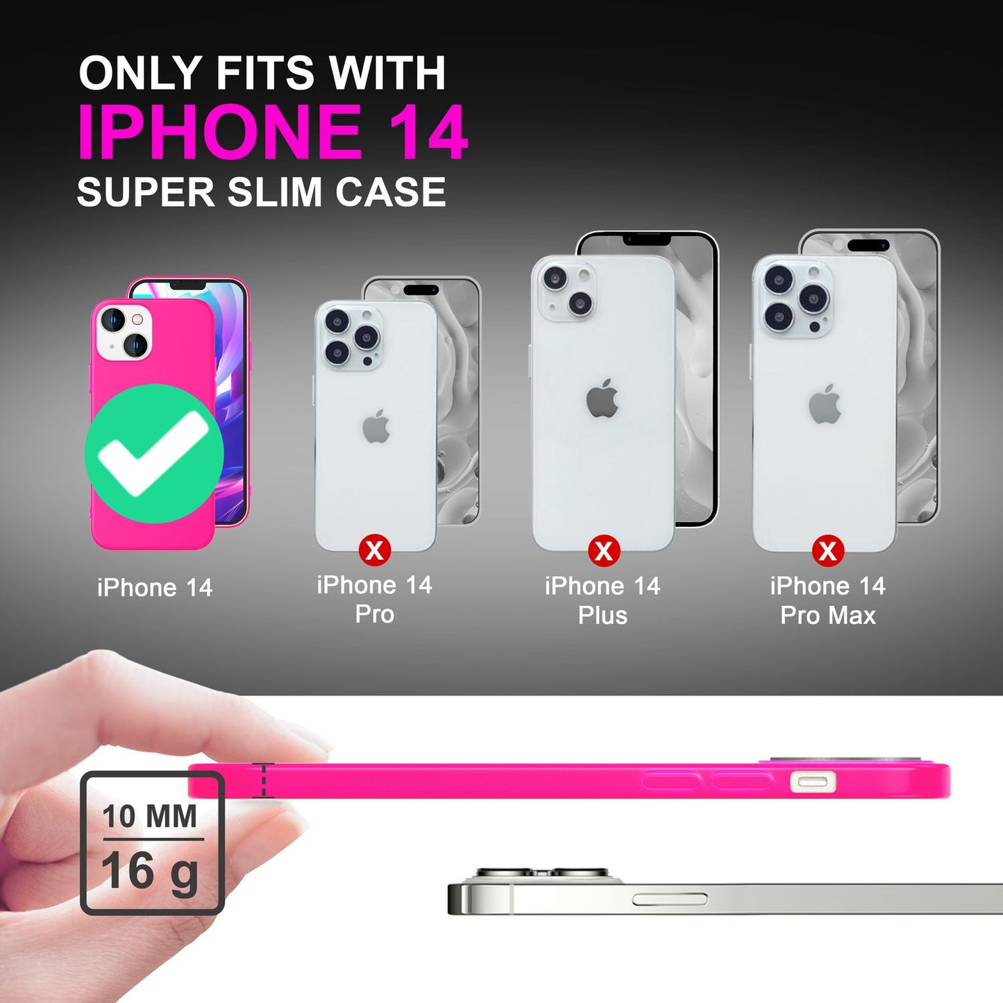 NALIA NeonShock Culori Neon Radiant - Material TPU, Potrivire perfectă pentru iPhone 14, Antiderapantă