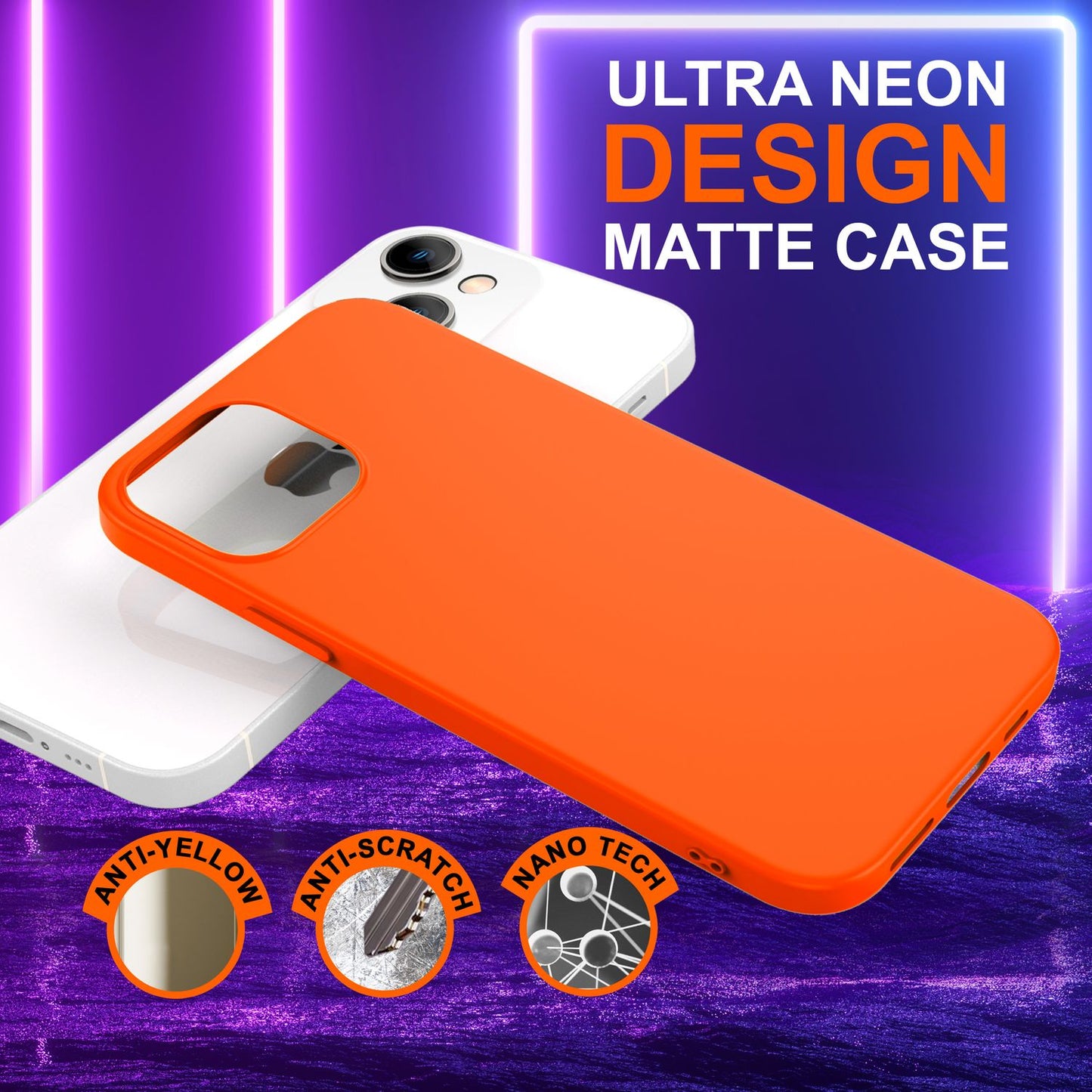 Carcasă pentru iPhone 14 Plus - Carcasă de telefon din silicon neon colorat, capac catifelat antiderapant