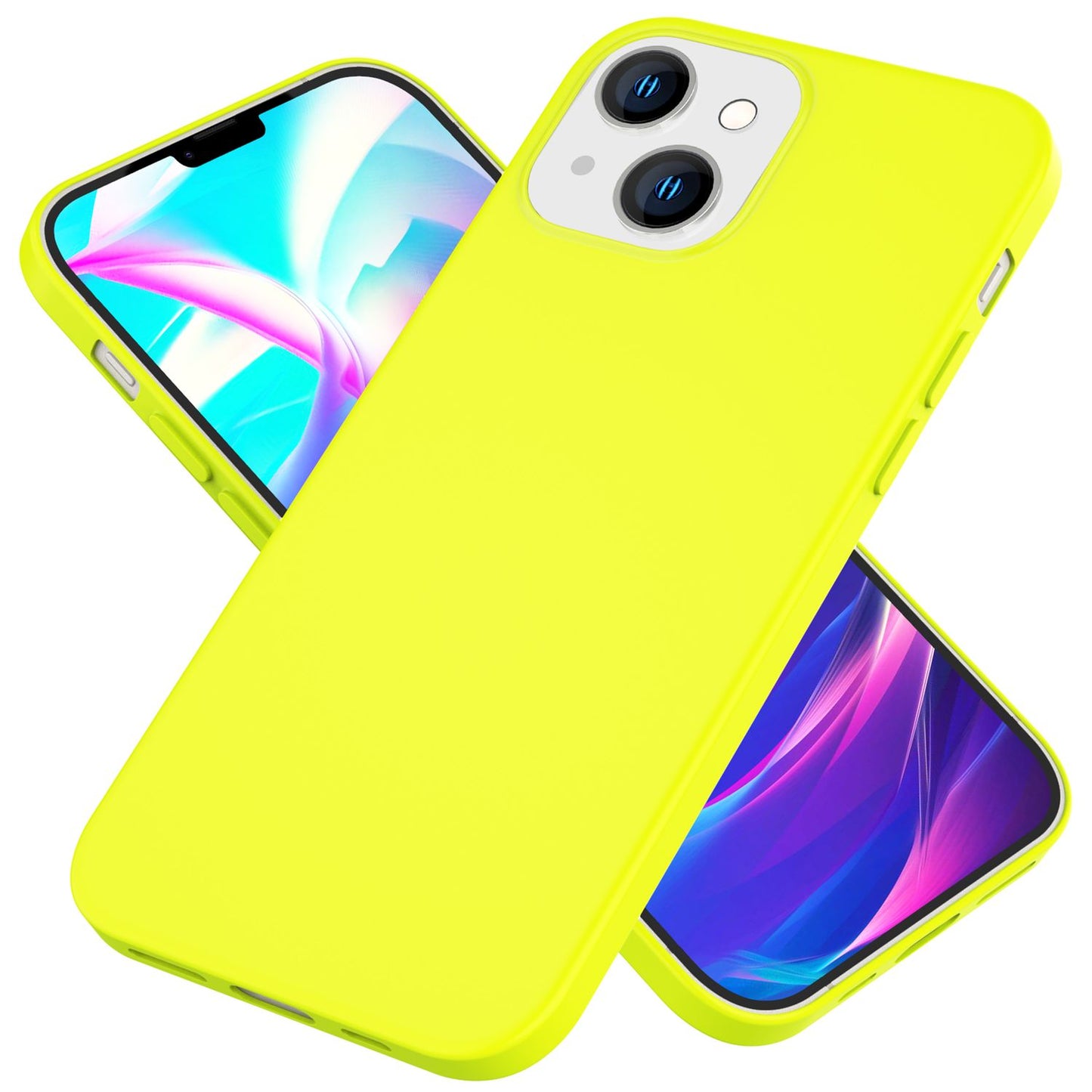 Carcasă pentru iPhone 14 Plus - Carcasă de telefon din silicon neon colorat, capac catifelat antiderapant