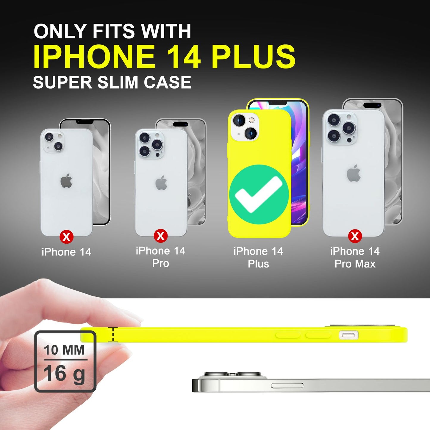 Carcasă pentru iPhone 14 Plus - Carcasă de telefon din silicon neon colorat, capac catifelat antiderapant