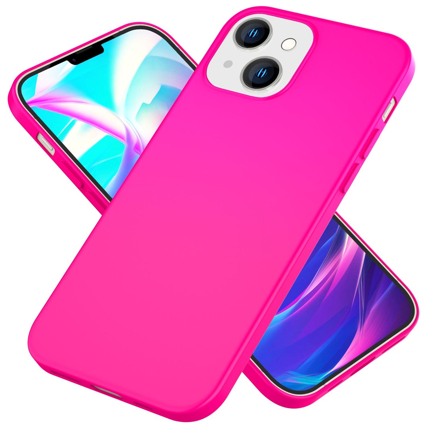 Carcasă pentru iPhone 14 Plus - Carcasă de telefon din silicon neon colorat, capac catifelat antiderapant