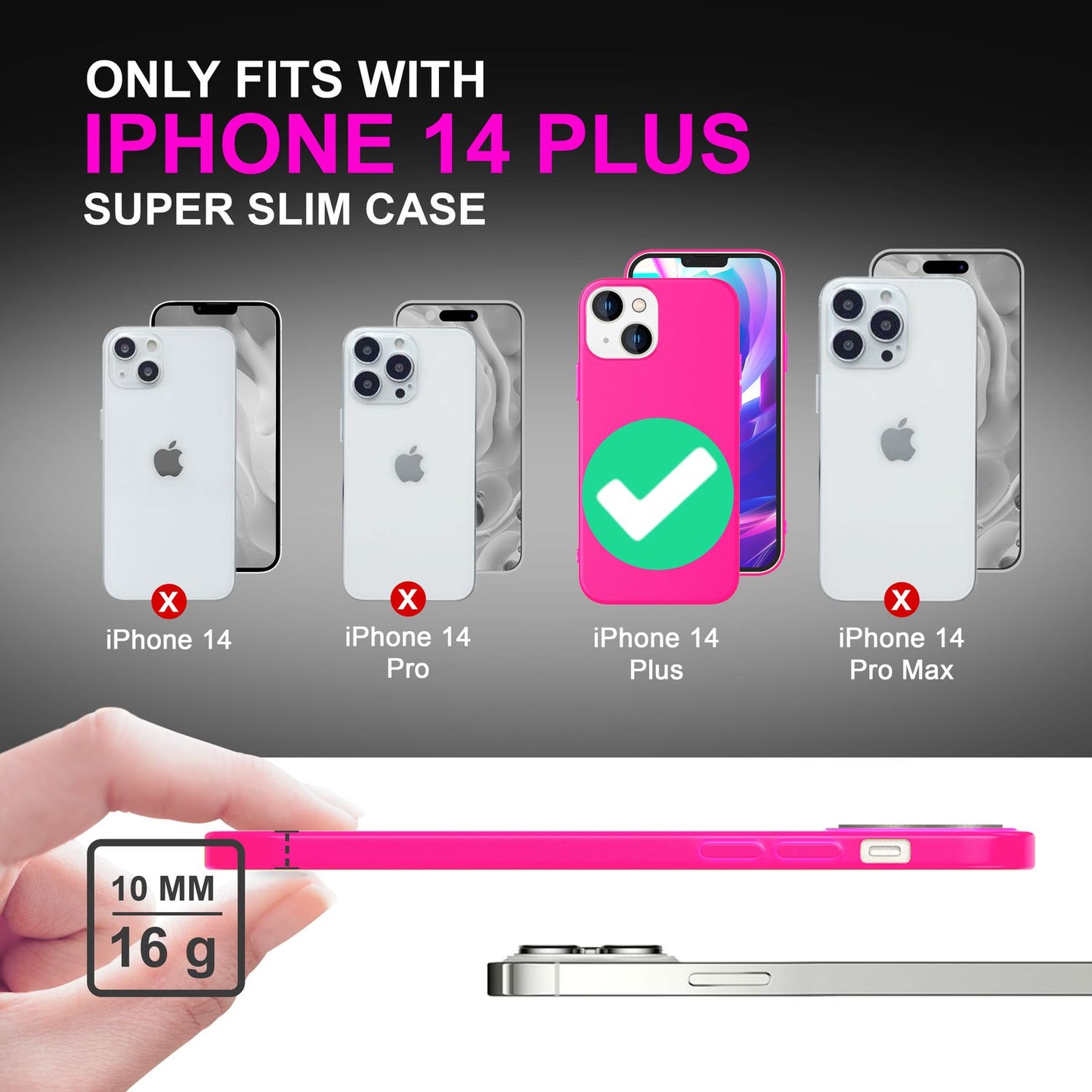 Carcasă pentru iPhone 14 Plus - Carcasă de telefon din silicon neon colorat, capac catifelat antiderapant