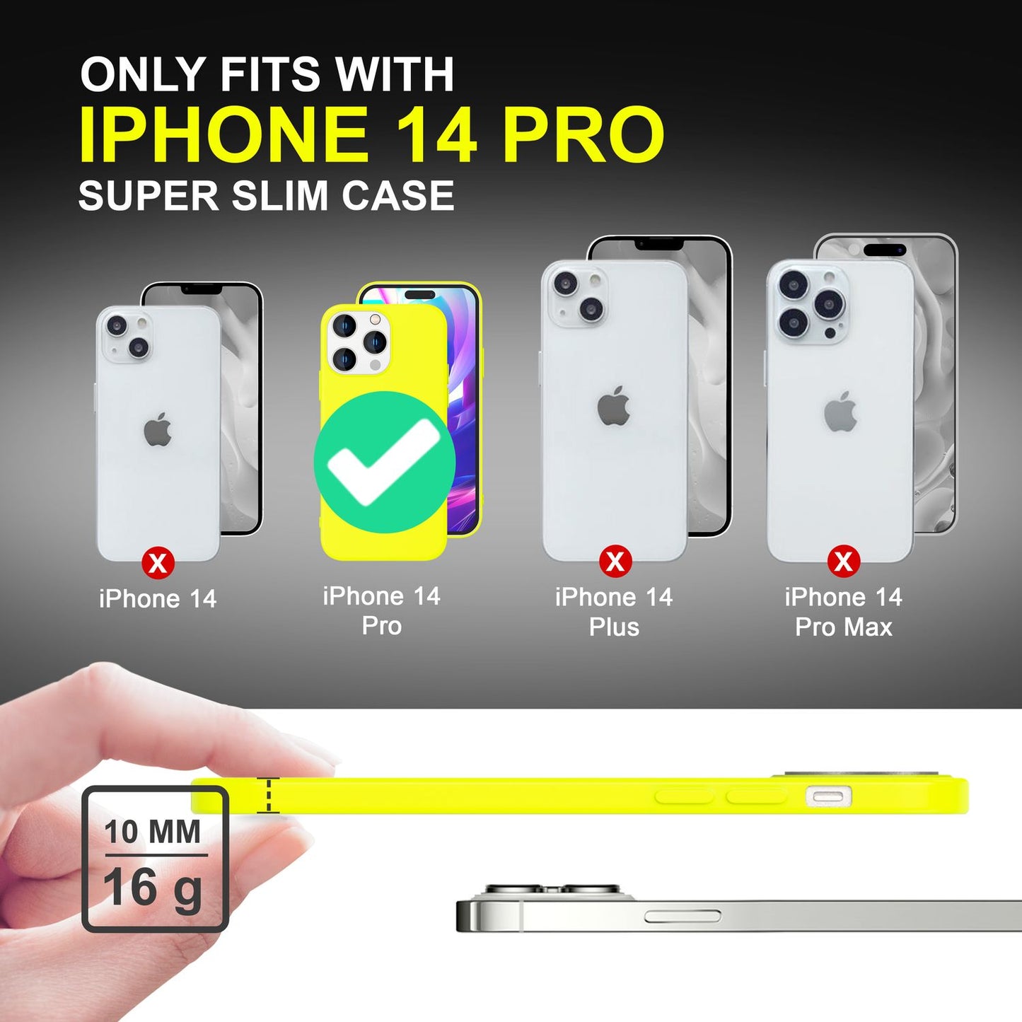 Carcasă pentru iPhone 14 Pro - Carcasă de telefon din silicon neon colorat, moale catifelată, antiderapantă