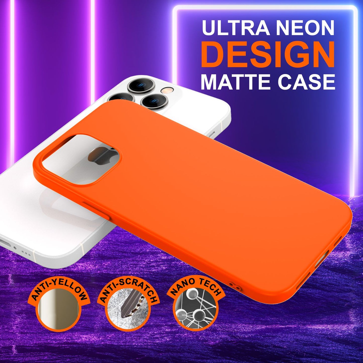 Carcasă pentru iPhone 14 Pro - Carcasă de telefon din silicon neon colorat, moale catifelată, antiderapantă