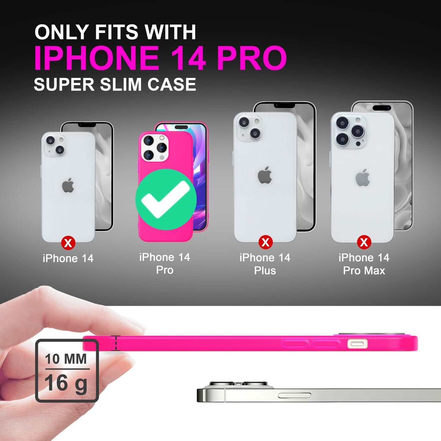 Carcasă pentru iPhone 14 Pro - Carcasă de telefon din silicon neon colorat, moale catifelată, antiderapantă