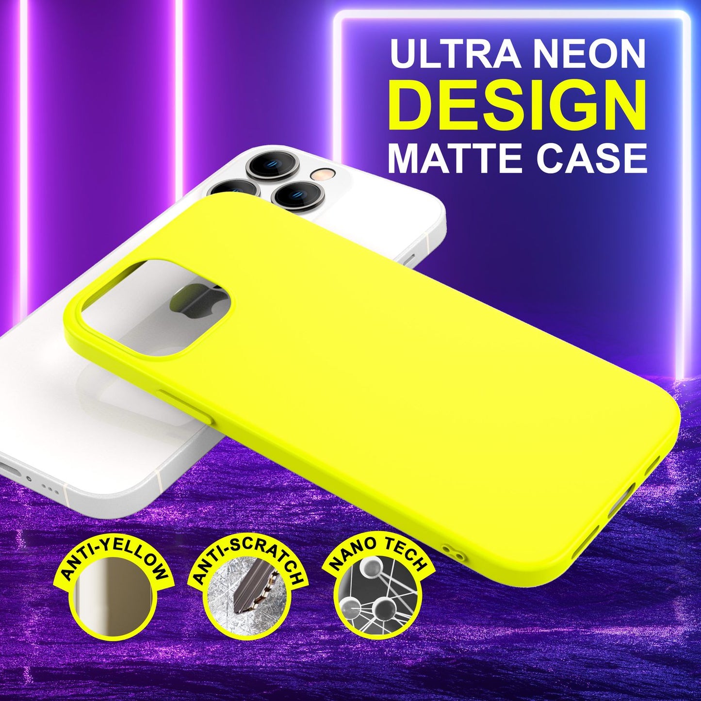 Carcasă pentru iPhone 14 Pro Max - Carcasă de telefon din silicon neon colorat, capac moale și catifelat