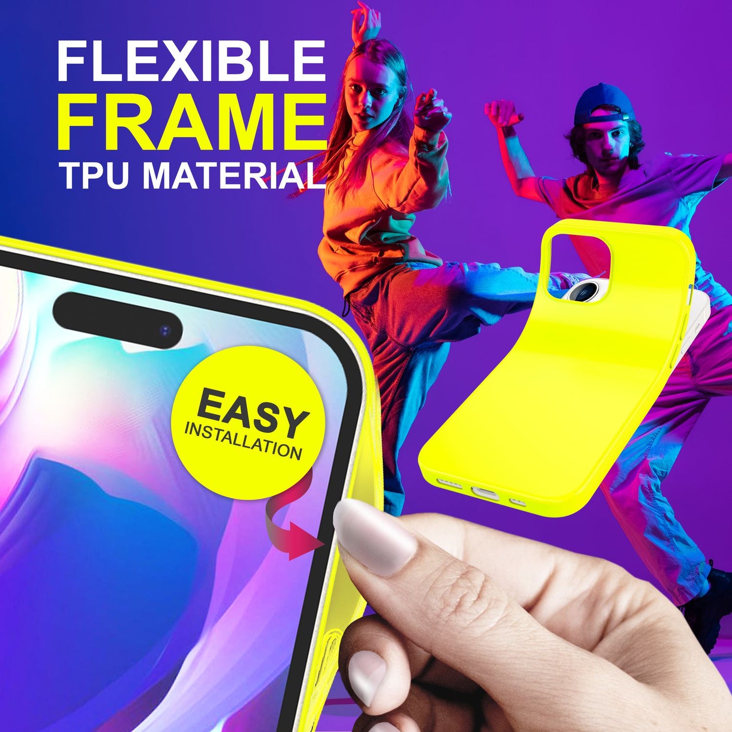 Carcasă pentru iPhone 14 Pro Max - Carcasă de telefon din silicon neon colorat, capac moale și catifelat