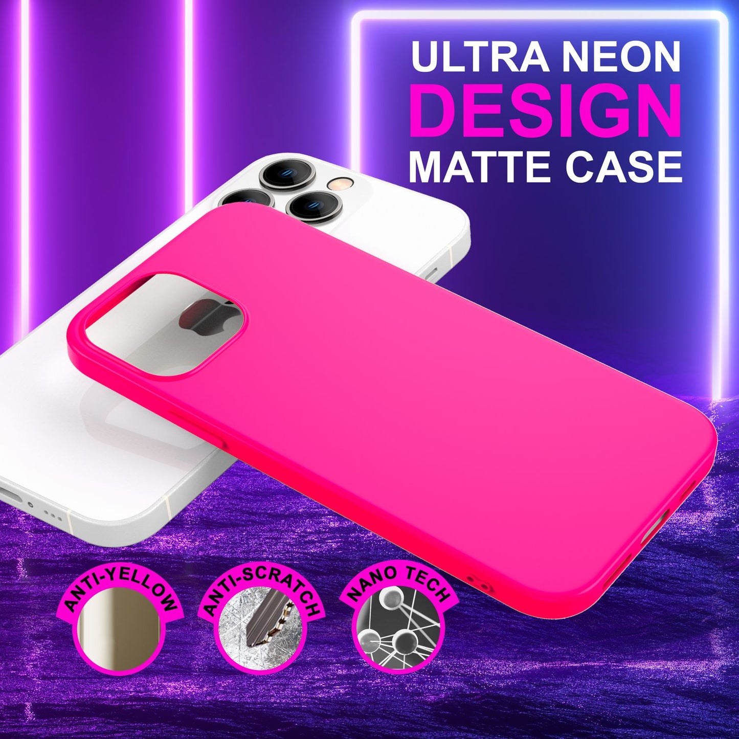 Carcasă pentru iPhone 14 Pro Max - Carcasă de telefon din silicon neon colorat, capac moale și catifelat
