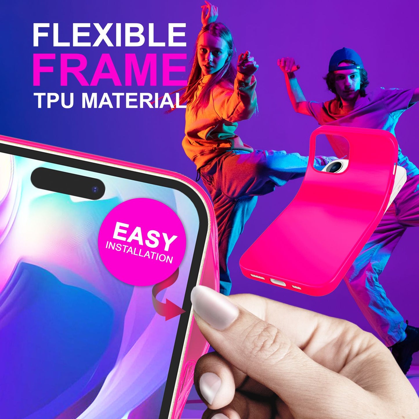 Carcasă pentru iPhone 14 Pro Max - Carcasă de telefon din silicon neon colorat, capac moale și catifelat