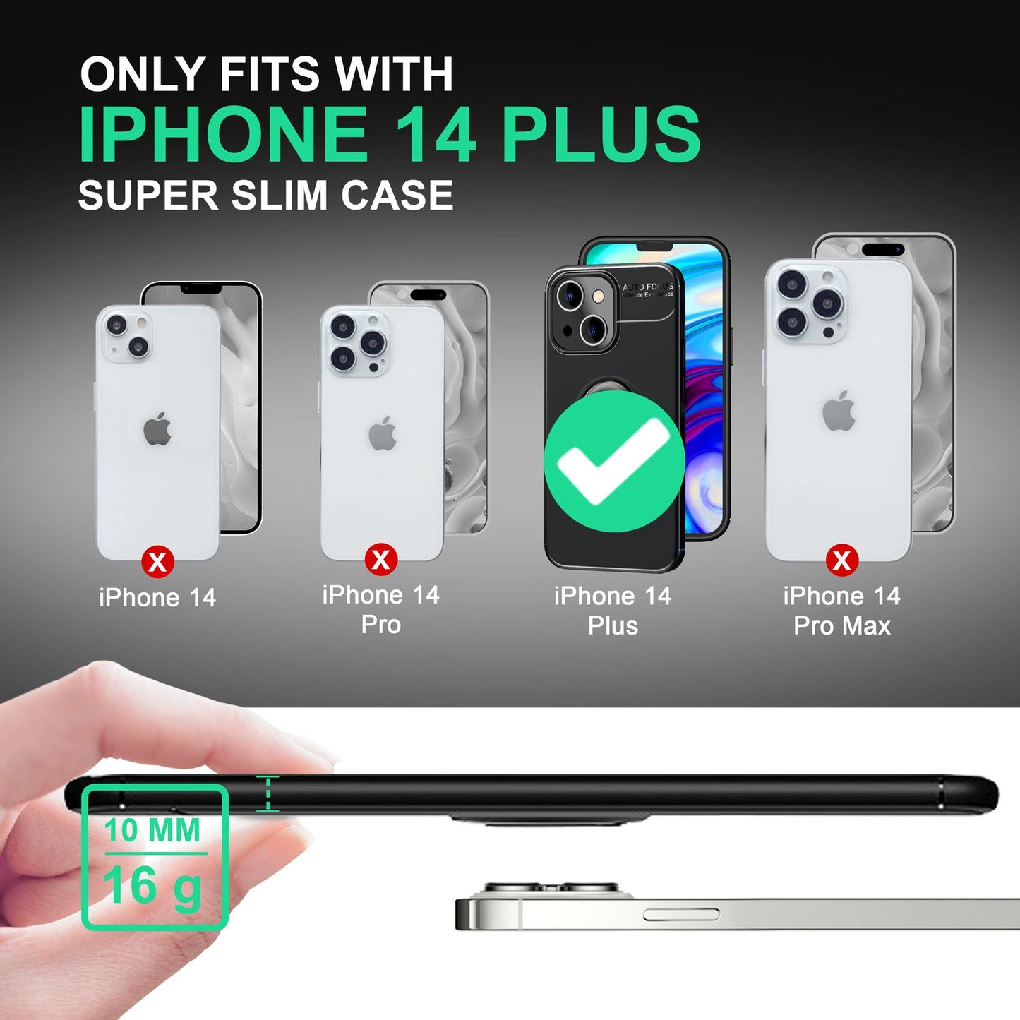 Hülle für iPhone 14 Plus - Matt Schwarz Ring Handyhülle Aufsteller Ständer Cover