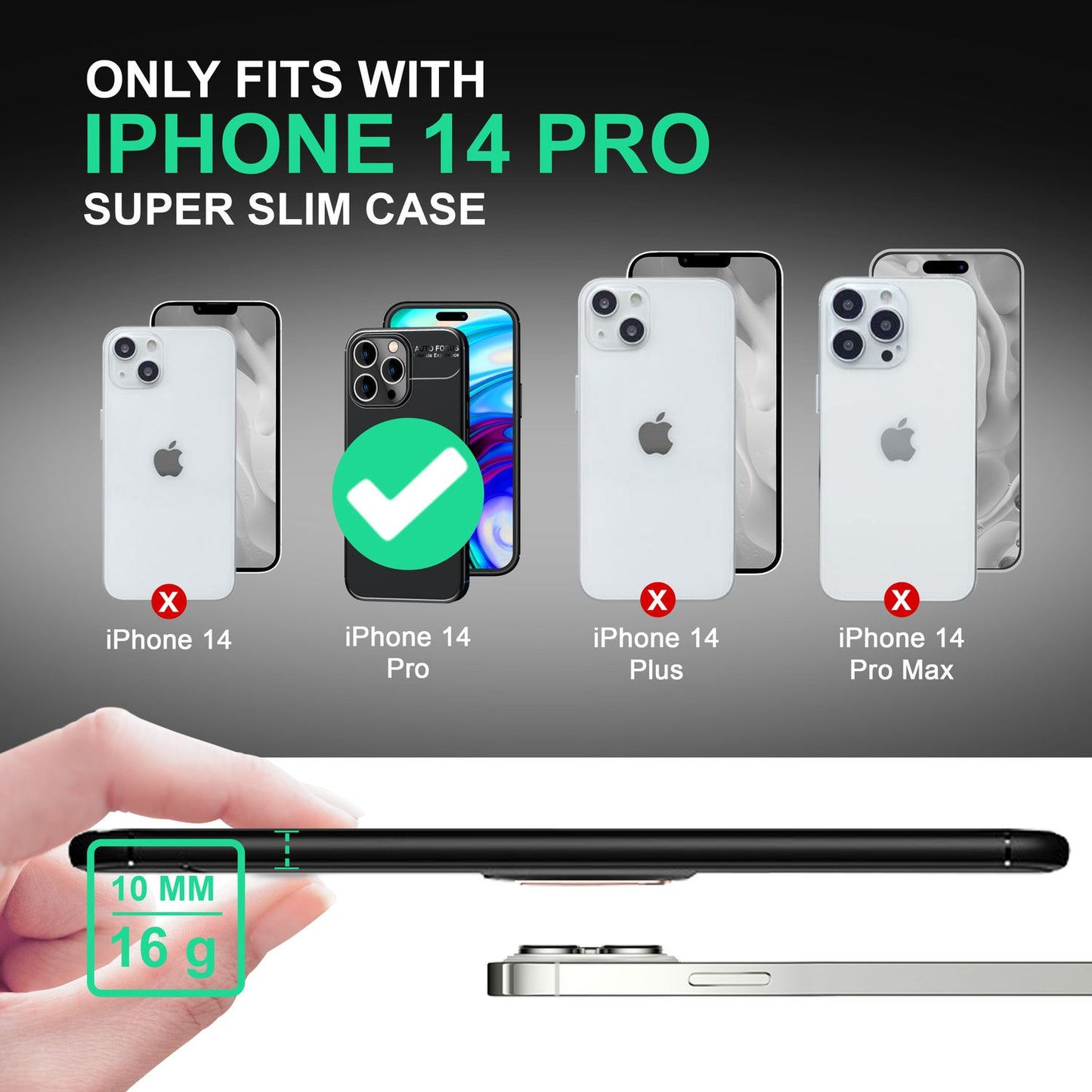 Carcasă pentru iPhone 14 Pro - Carcasă telefon cu inel negru mat și suport