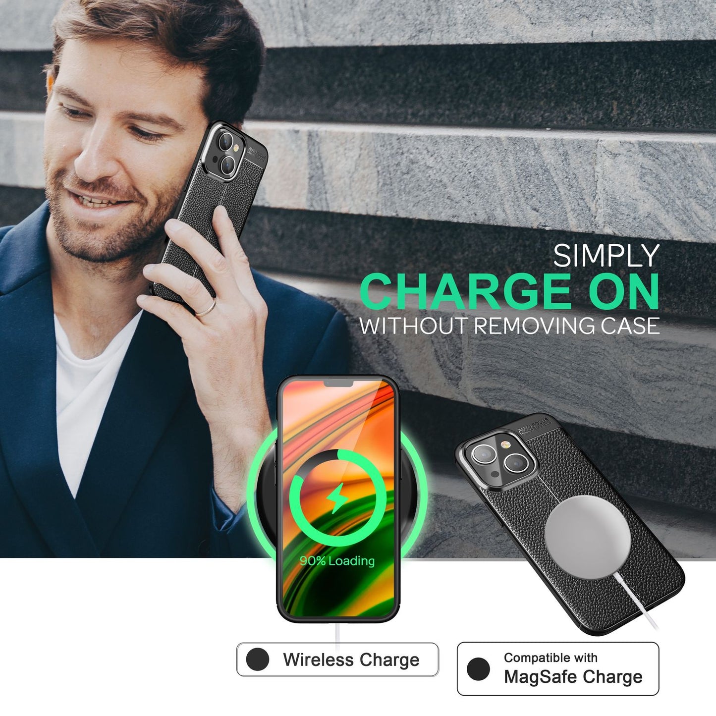 NALIA Berlin Barron Hülle Leder-Look - Kompatibilität IPhone 14, TPU Silikon, Anti-Fingerprint