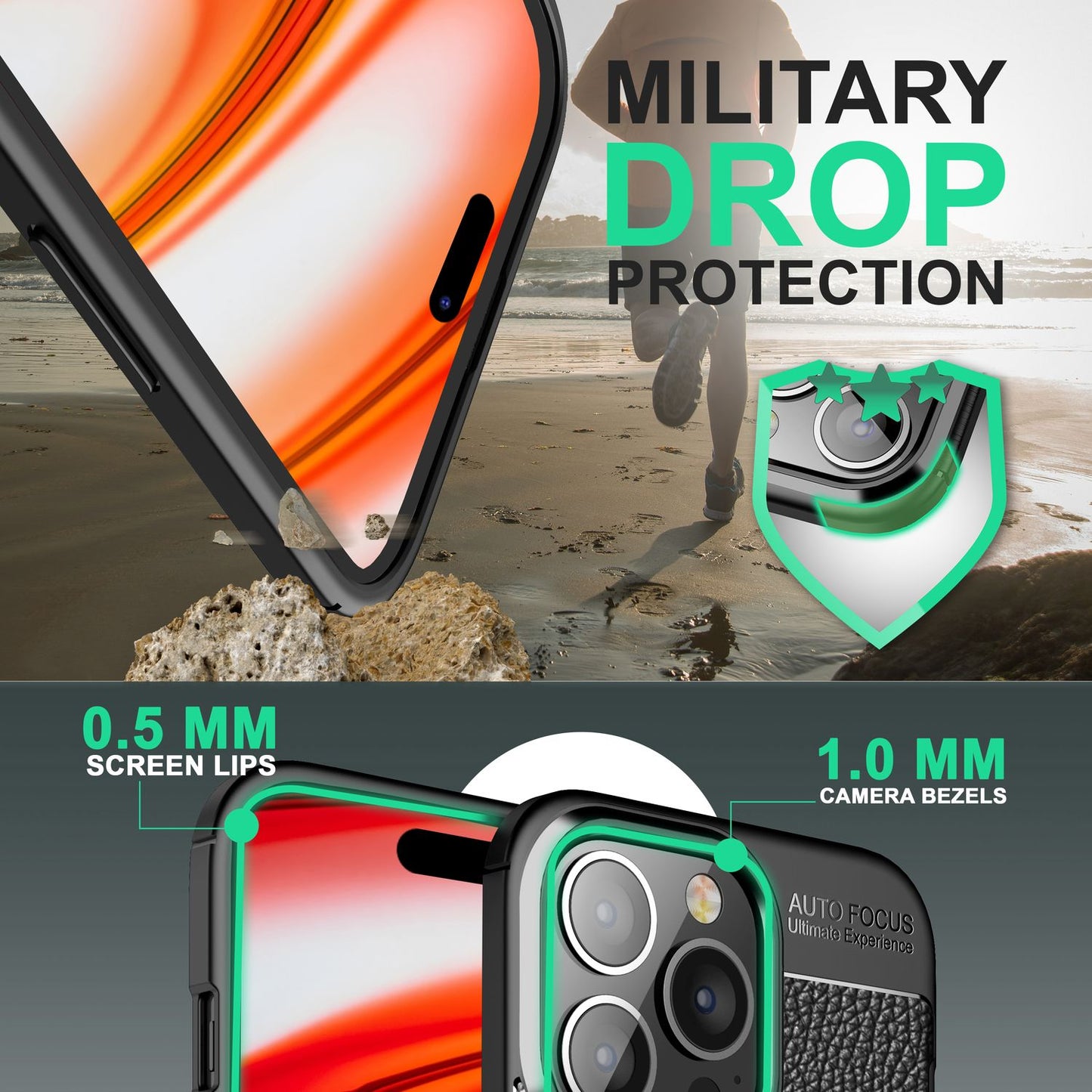 Husă Barron cu aspect de piele - Compatibilă cu iPhone 14 Pro Max, silicon TPU, protecție puternică