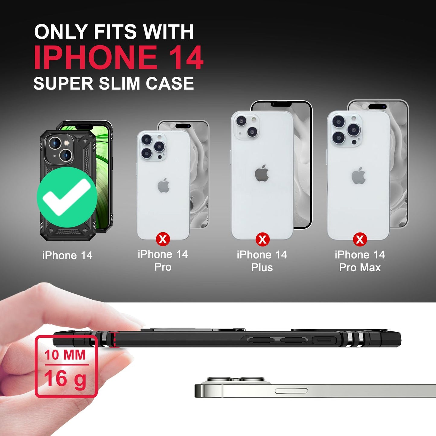 Etui RingDefend na iPhone'a 14, odporne na wstrząsy, odporne na warunki atmosferyczne, wytrzymałe, wojskowe – kompaktowy rozmiar, lekkie, z hybrydowego materiału