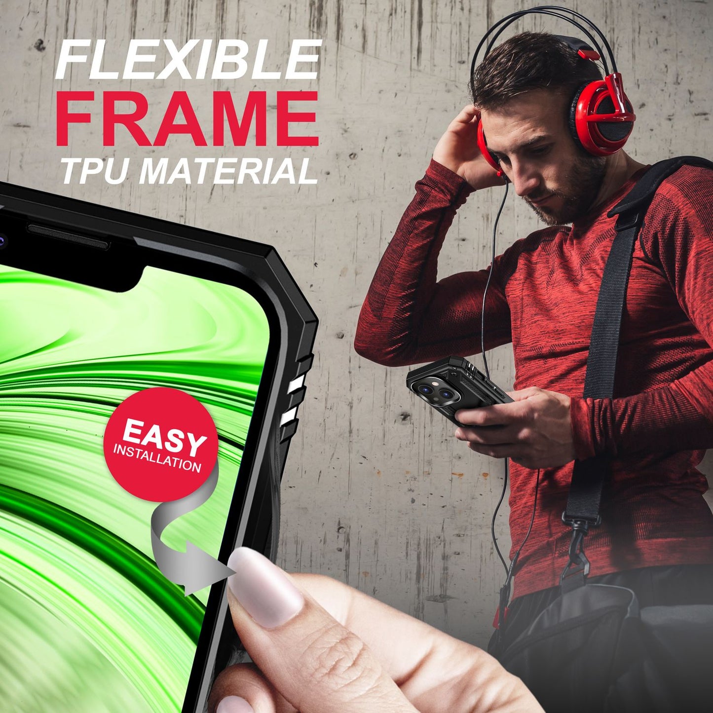 Etui RingDefend na iPhone'a 14, odporne na wstrząsy, odporne na warunki atmosferyczne, wytrzymałe, wojskowe – kompaktowy rozmiar, lekkie, z hybrydowego materiału