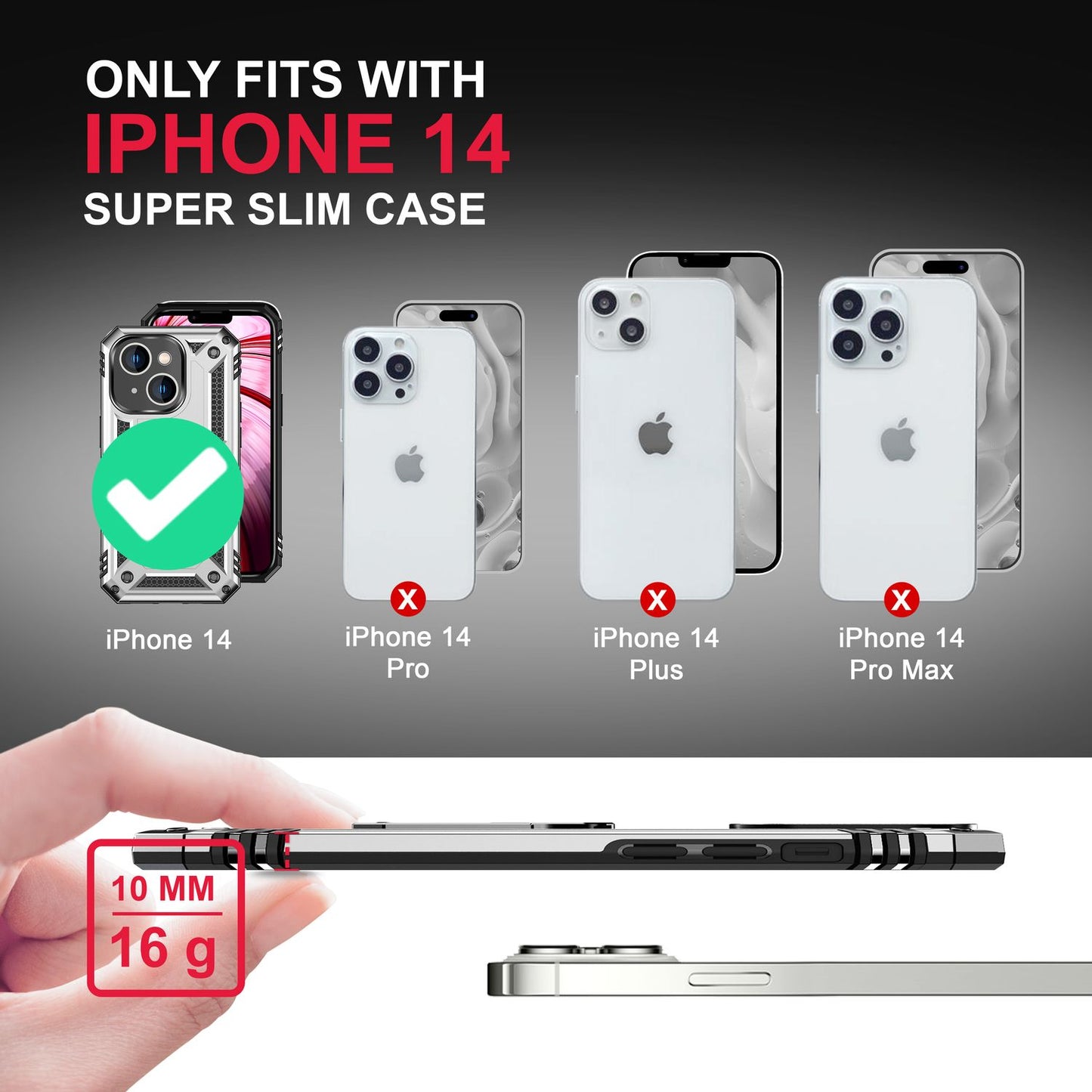 Etui RingDefend na iPhone'a 14, odporne na wstrząsy, odporne na warunki atmosferyczne, wytrzymałe, wojskowe – kompaktowy rozmiar, lekkie, z hybrydowego materiału