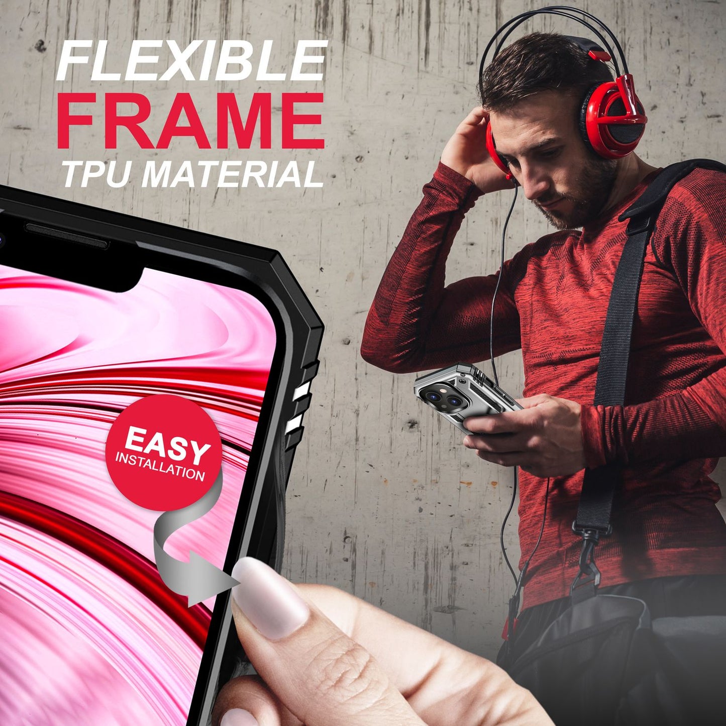 Etui RingDefend na iPhone'a 14, odporne na wstrząsy, odporne na warunki atmosferyczne, wytrzymałe, wojskowe – kompaktowy rozmiar, lekkie, z hybrydowego materiału