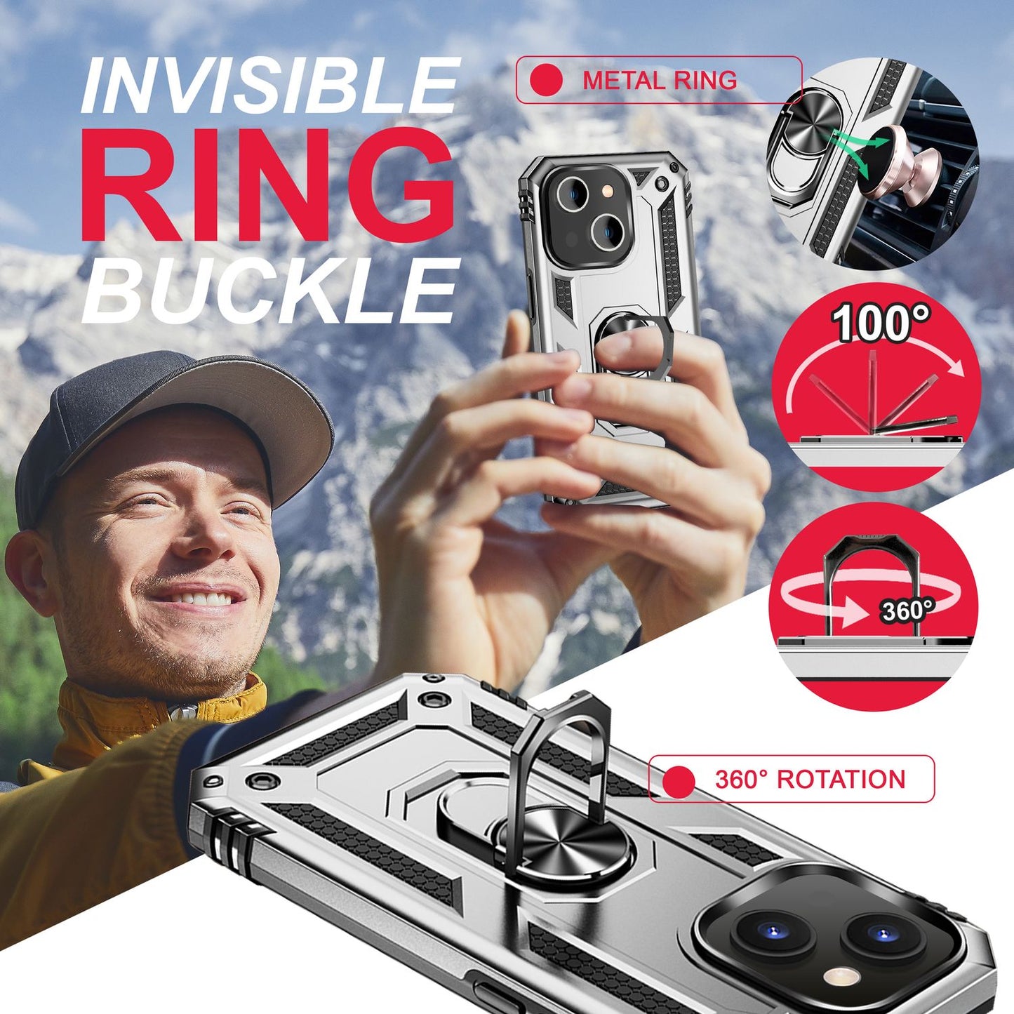 Ring Hülle für iPhone 14 Plus - Military Schutz Stoßfest Outdoor Hard Case Cover