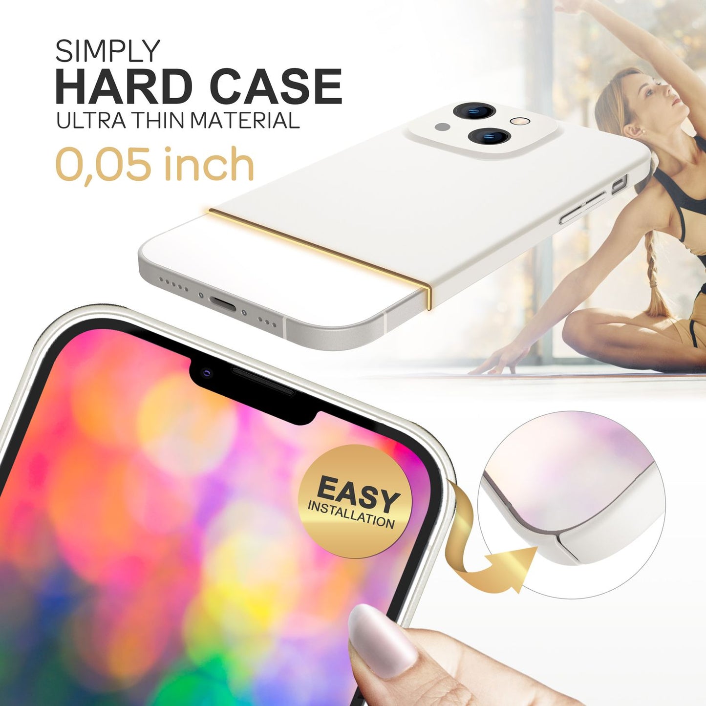 Husă NALIA Berlin Slim Hard - Grosime 0,5 mm, Compatibilă cu iPhone 14, Grip antiderapant