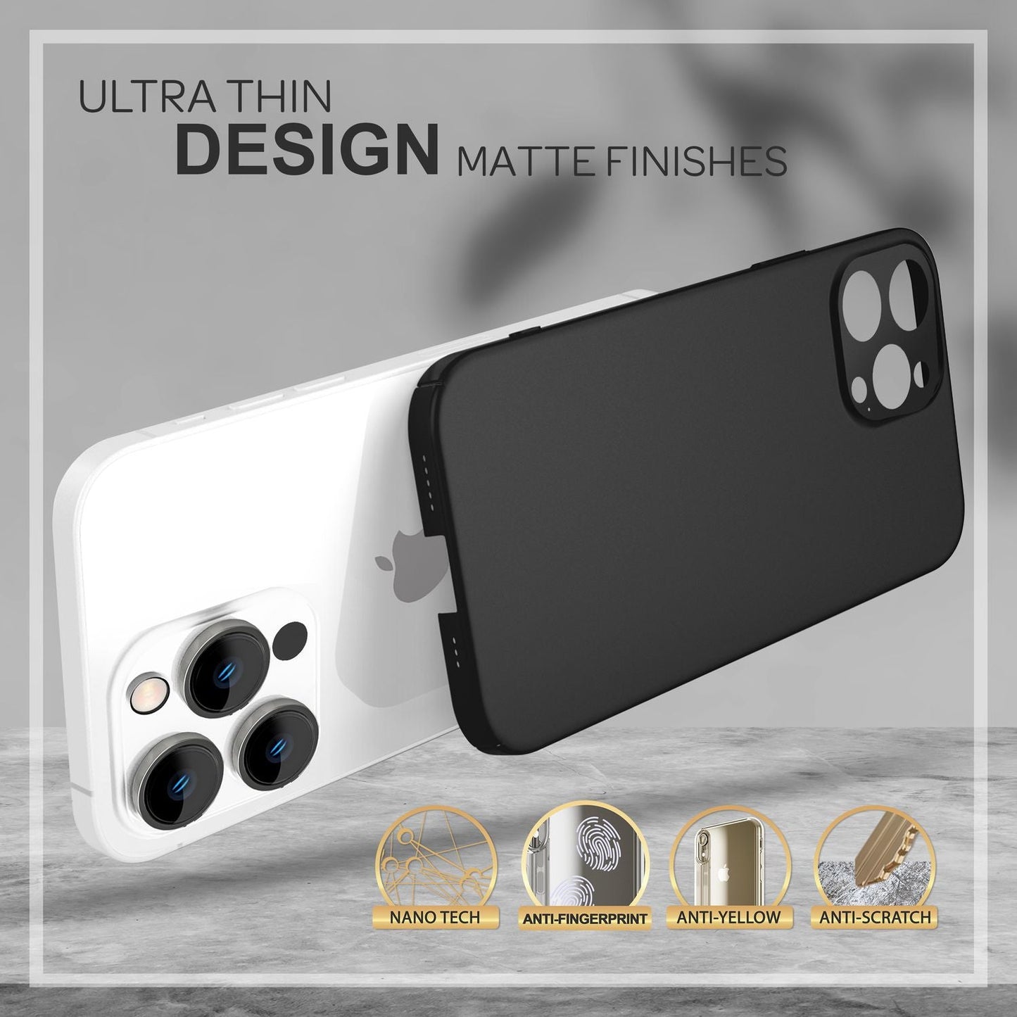 Etui NALIA Berlin PureFit Slim Hard Case – grubość 0,5 mm; matowe wykończenie; idealnie dopasowane do iPhone'a 14 Pro