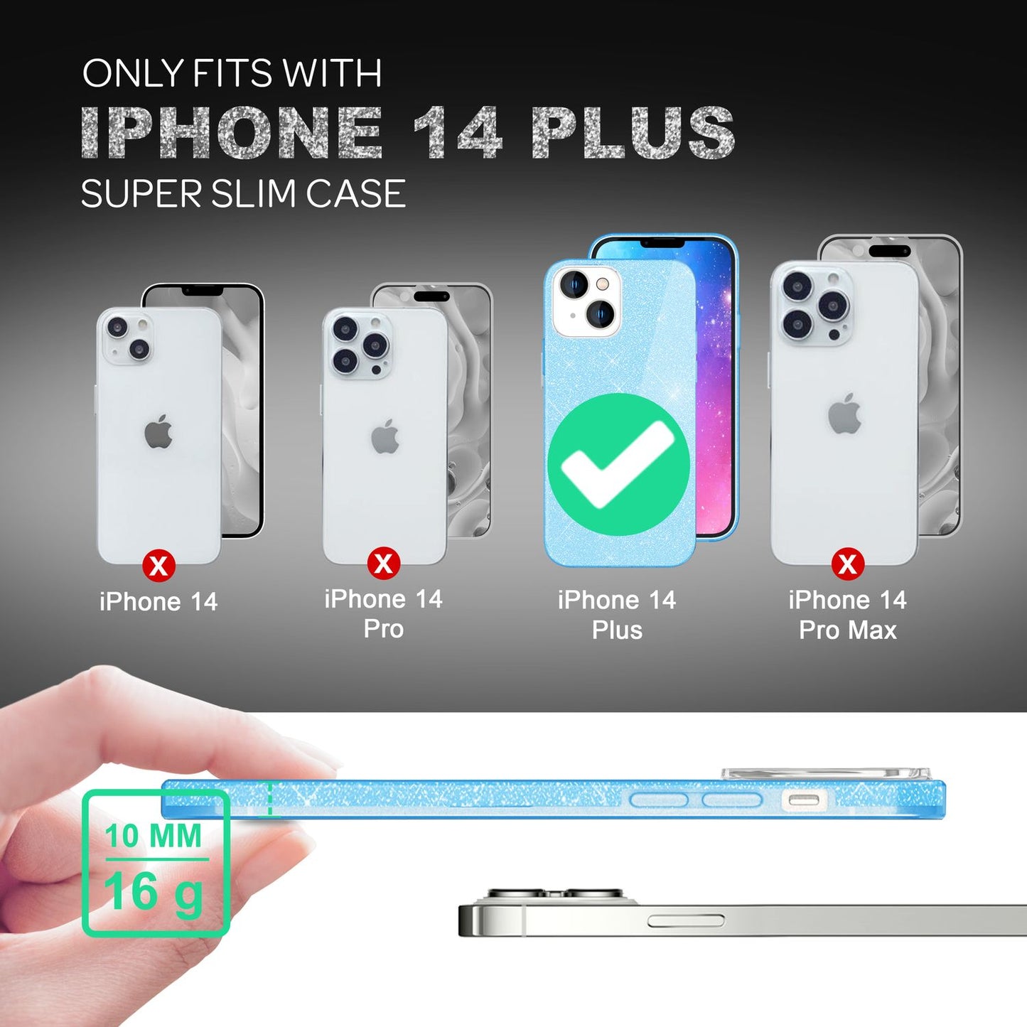 Hülle für iPhone 14 Plus - Glitzer Cover Hybrid Silikon Handyhülle Glitter Case