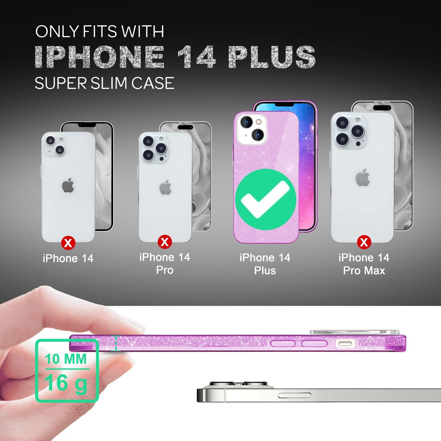 Hülle für iPhone 14 Plus - Glitzer Cover Hybrid Silikon Handyhülle Glitter Case