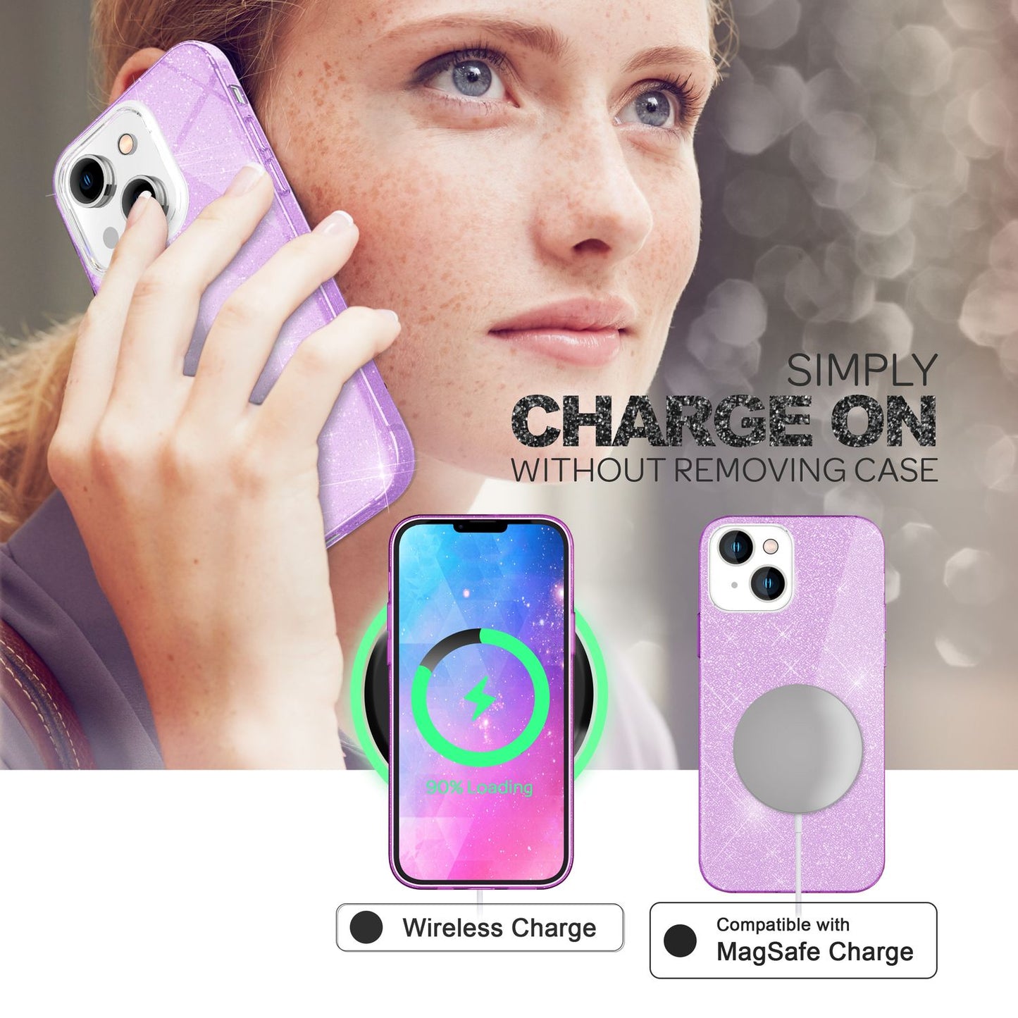 Hülle für iPhone 14 Plus - Glitzer Cover Hybrid Silikon Handyhülle Glitter Case