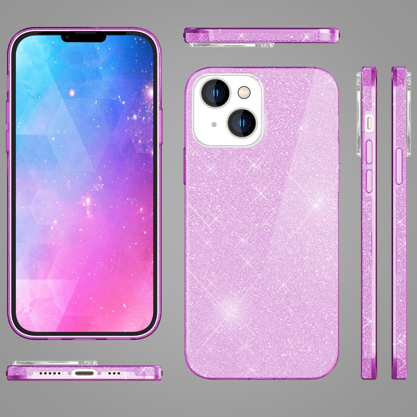 Hülle für iPhone 14 Plus - Glitzer Cover Hybrid Silikon Handyhülle Glitter Case