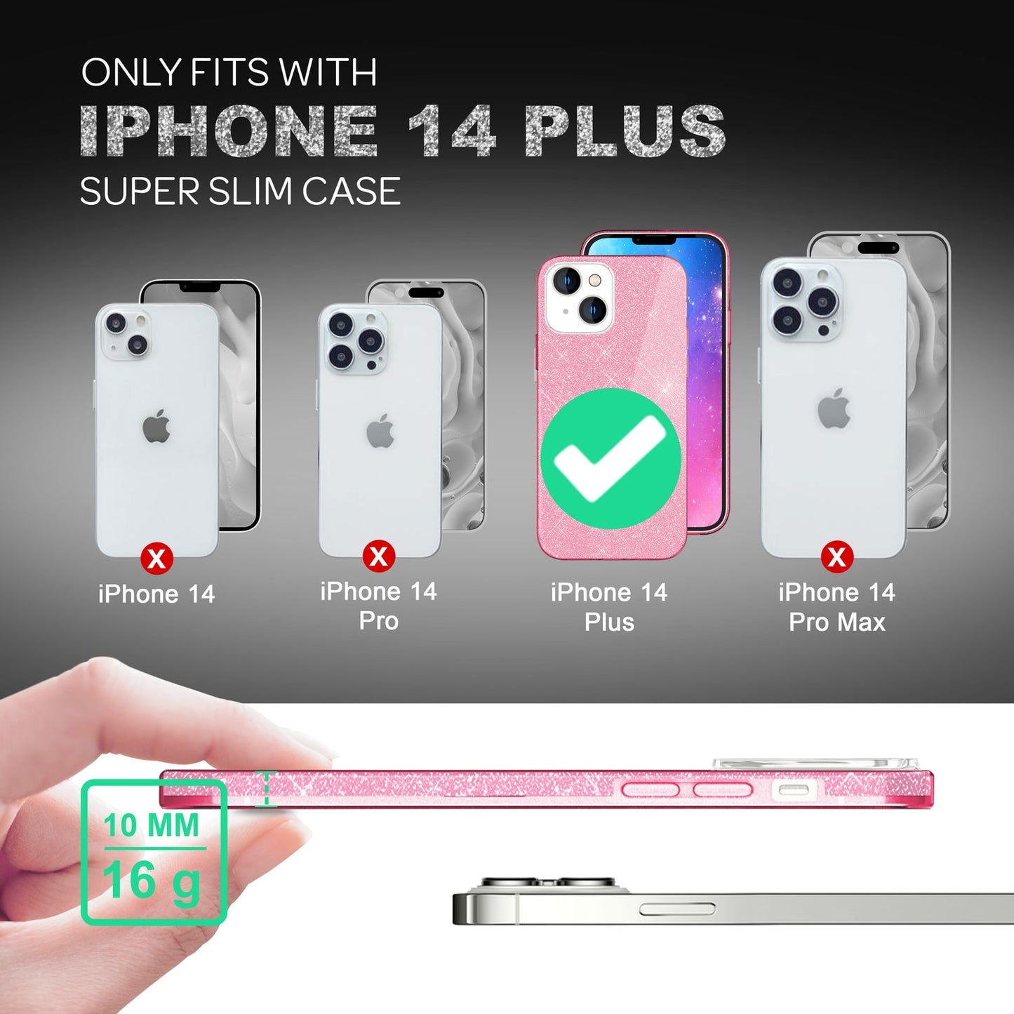 Hülle für iPhone 14 Plus - Glitzer Cover Hybrid Silikon Handyhülle Glitter Case