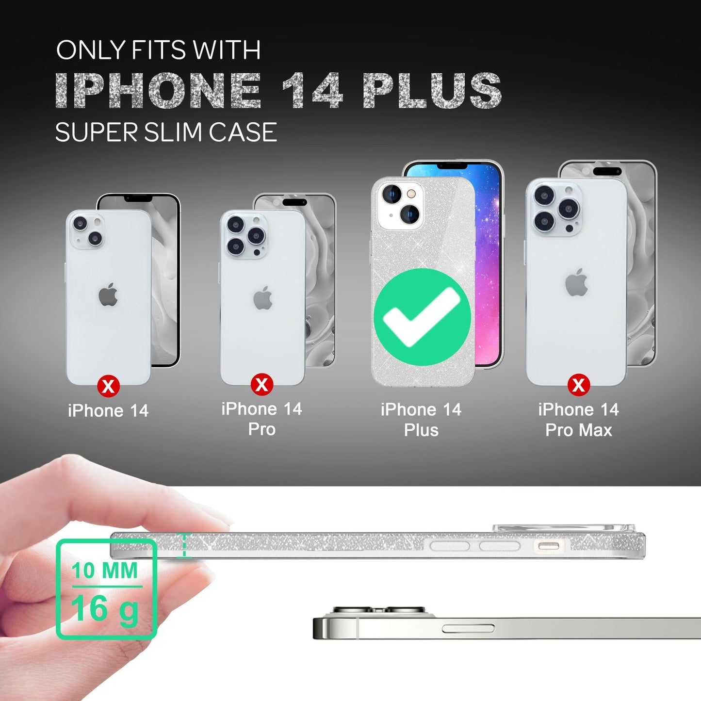 Hülle für iPhone 14 Plus - Glitzer Cover Hybrid Silikon Handyhülle Glitter Case