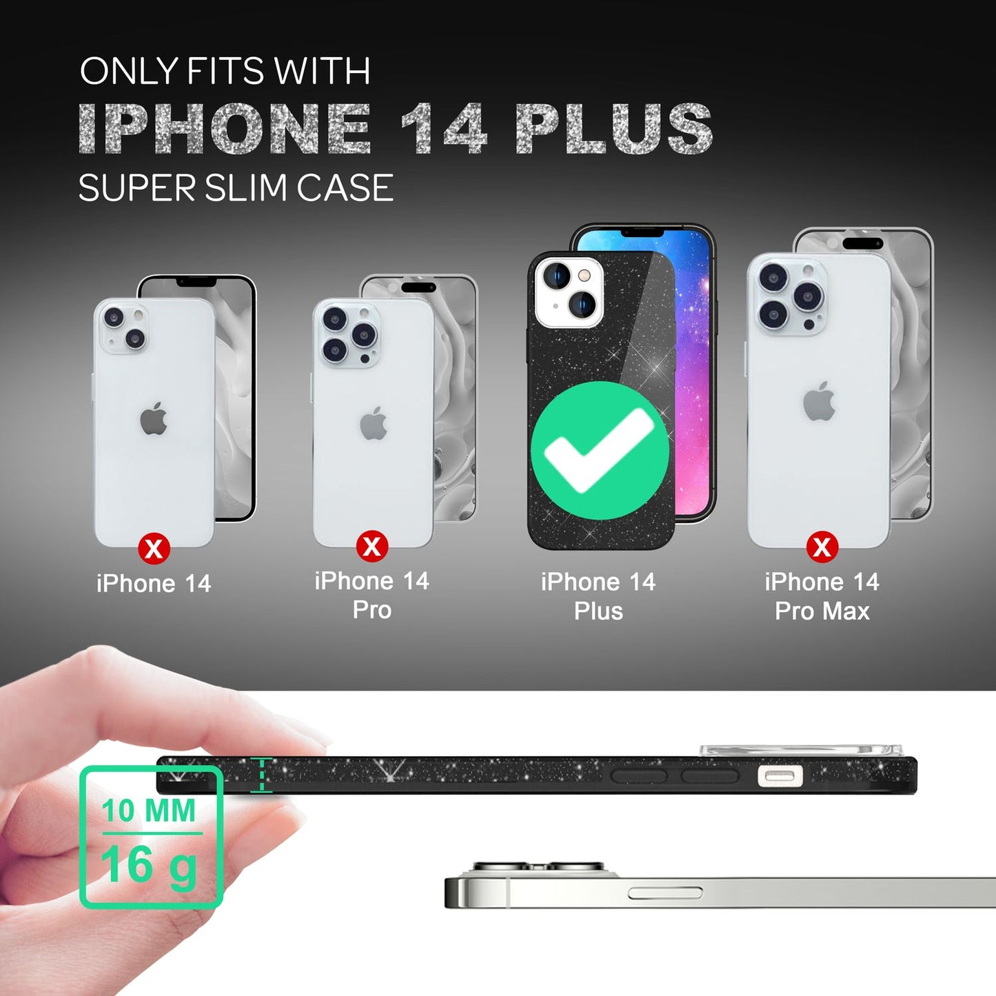 Hülle für iPhone 14 Plus - Glitzer Cover Hybrid Silikon Handyhülle Glitter Case