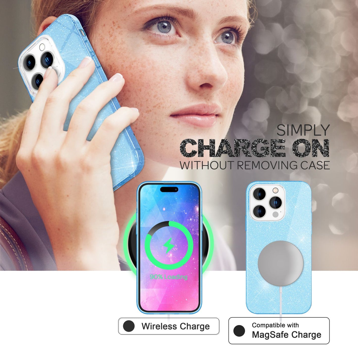 Hülle für iPhone 14 Pro - Glitzer Cover Bling Silikon Handyhülle Glitter Case