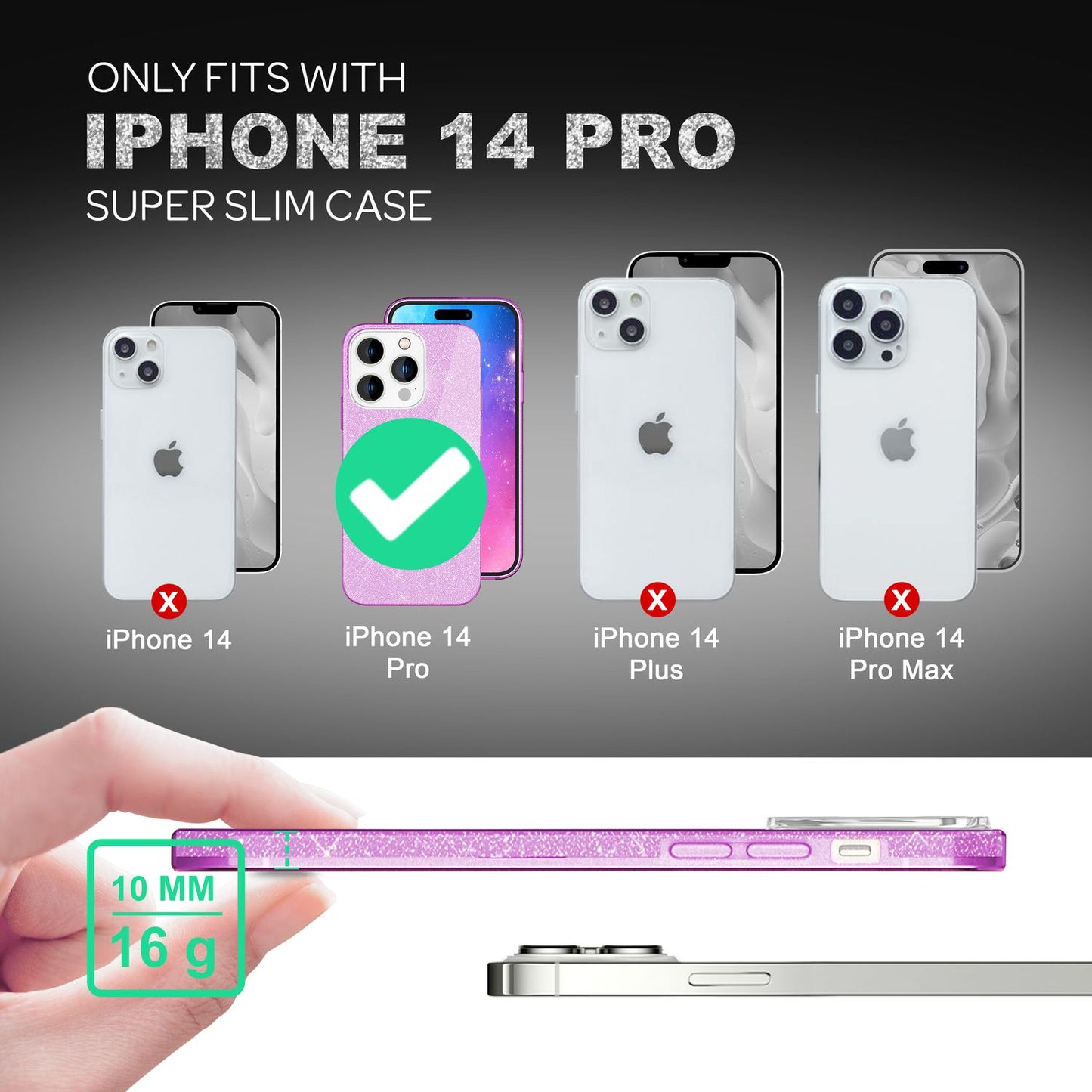 Hülle für iPhone 14 Pro - Glitzer Cover Bling Silikon Handyhülle Glitter Case