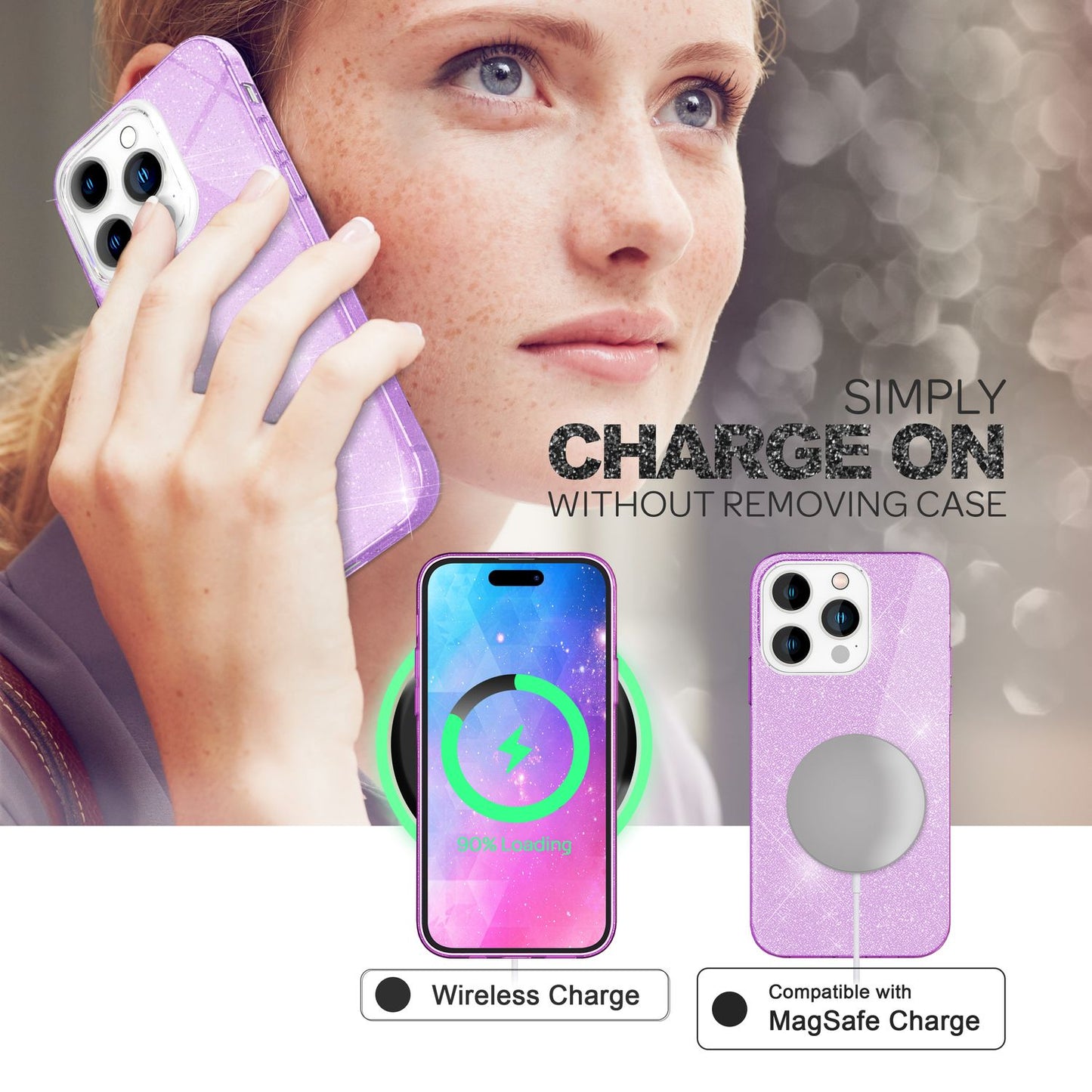 Hülle für iPhone 14 Pro - Glitzer Cover Bling Silikon Handyhülle Glitter Case