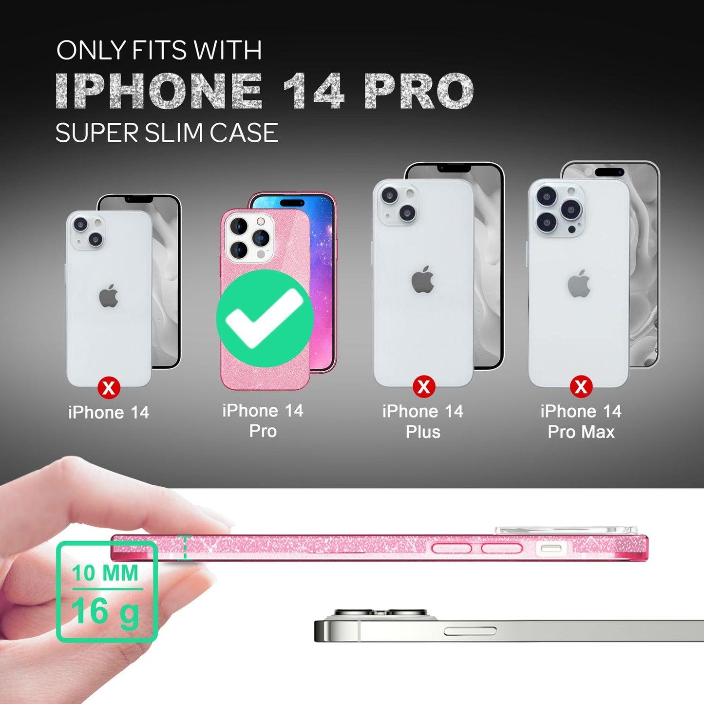 Hülle für iPhone 14 Pro - Glitzer Cover Bling Silikon Handyhülle Glitter Case