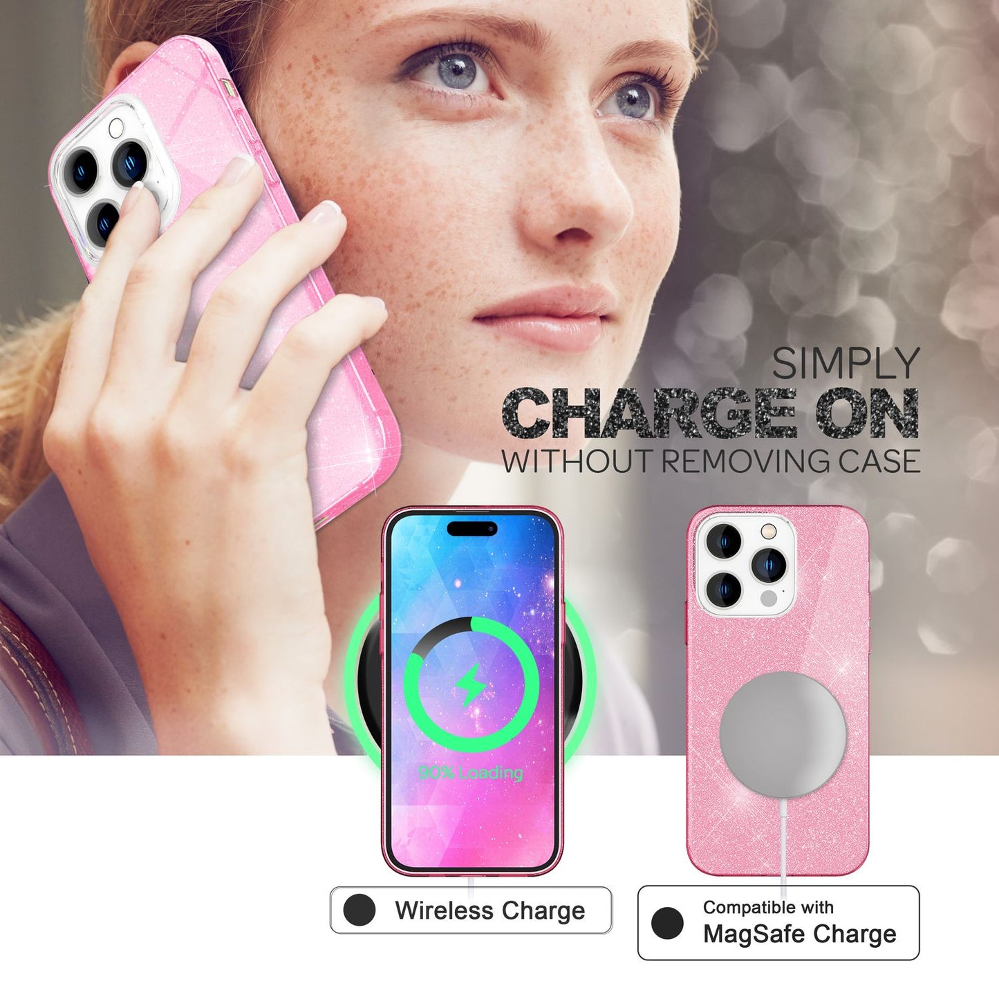 Hülle für iPhone 14 Pro - Glitzer Cover Bling Silikon Handyhülle Glitter Case