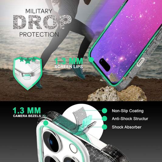 Hülle für iPhone 14 Pro - Glitzer Cover Bling Silikon Handyhülle Glitter Case