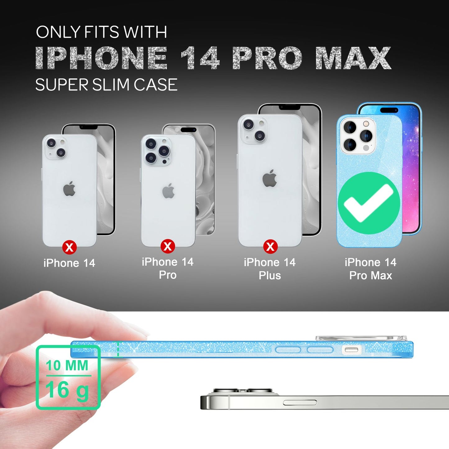 Carcasă pentru iPhone 14 Pro Max - Carcasă de telefon din silicon cu sclipici și diamant