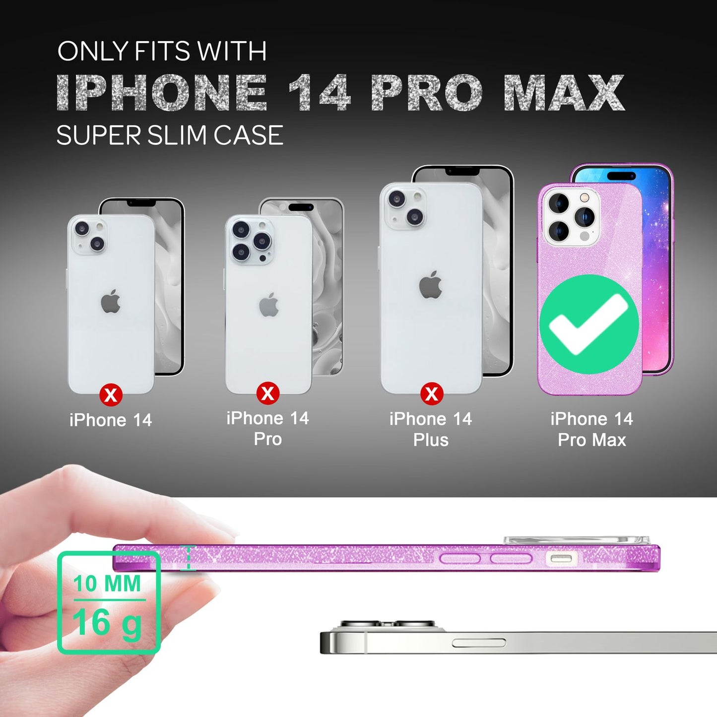 Carcasă pentru iPhone 14 Pro Max - Carcasă de telefon din silicon cu sclipici și diamant