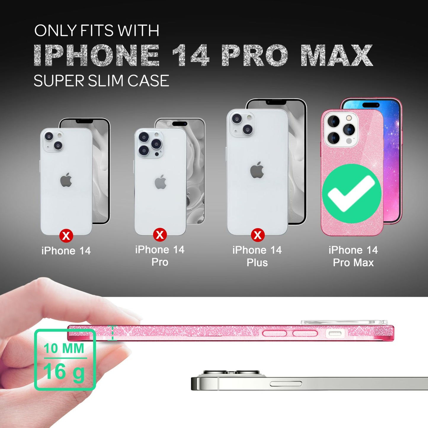 Carcasă pentru iPhone 14 Pro Max - Carcasă de telefon din silicon cu sclipici și diamant