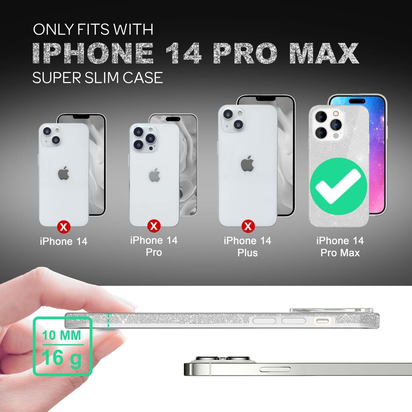 Carcasă pentru iPhone 14 Pro Max - Carcasă de telefon din silicon cu sclipici și diamant